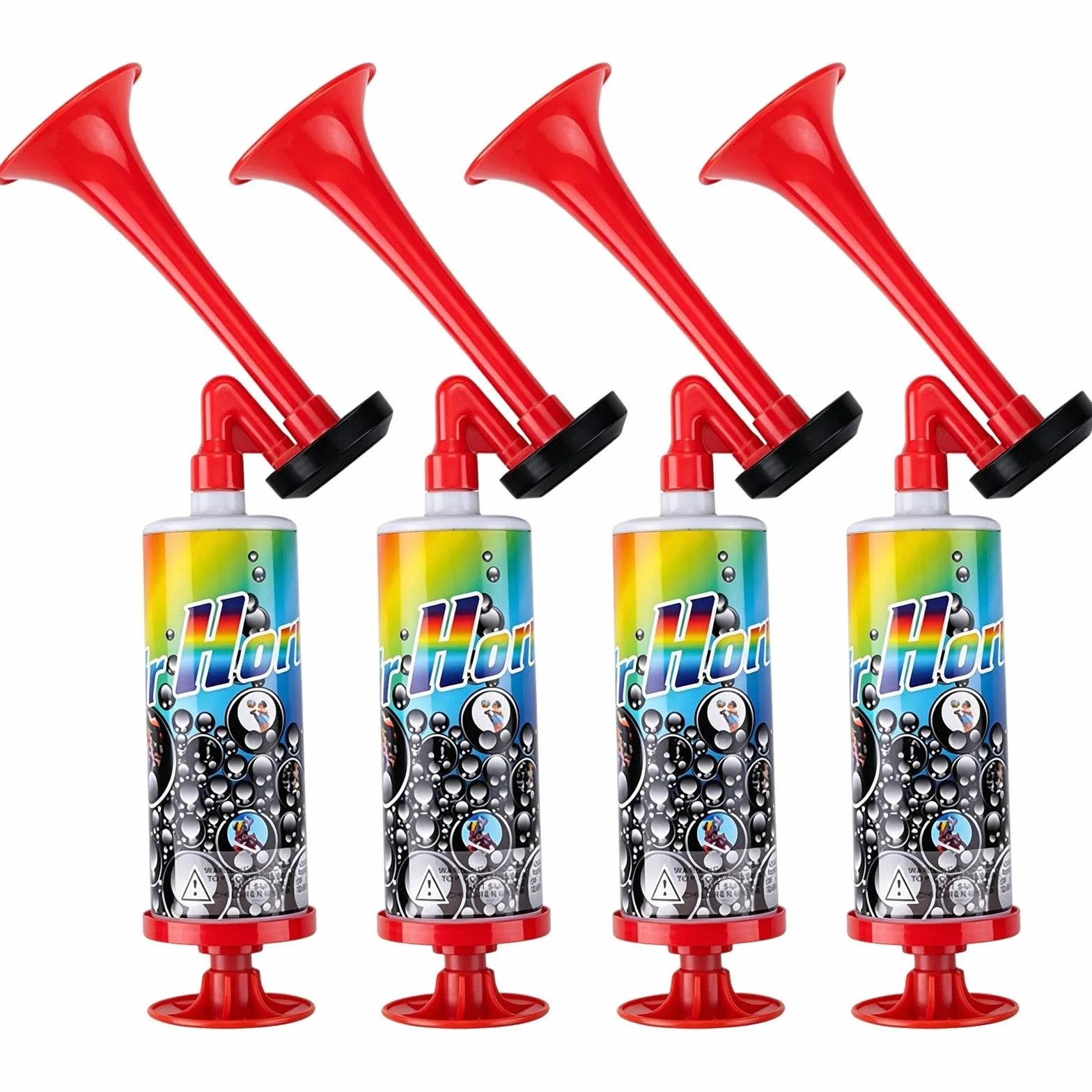 Trompette Supporter Corne de Brume Puissant Portable Vuvuzela 4 Pièces Rouge