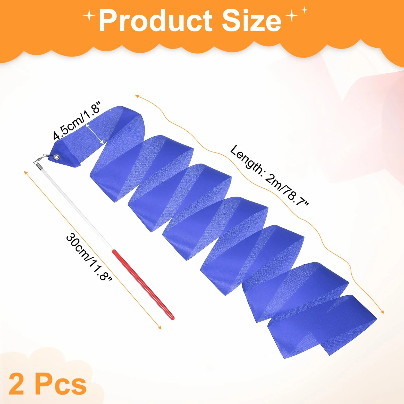QUARKZMAN 78.7" Rubans De Gymnastique Rythmique Streamers Dancer Wand, Bleu Vif