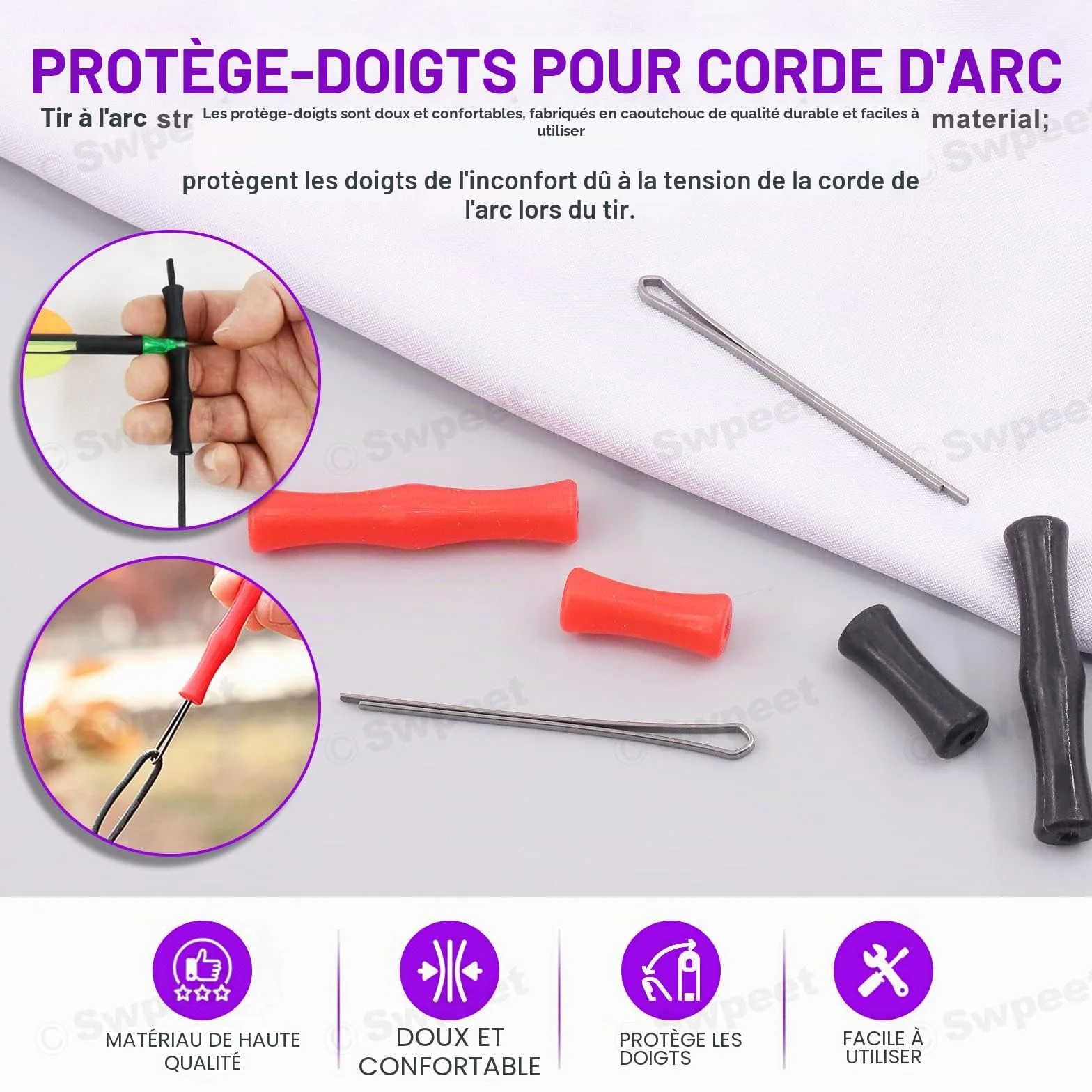 Kit de 17 pièces d'outils pour corde d'arc, pince à boucle, règle carrée en T, cire et silencieux