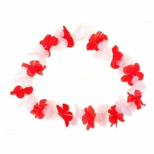 TopTen Collier Hawaïen 45 cm Blanc/Rouge 100 cm Long Football Fan