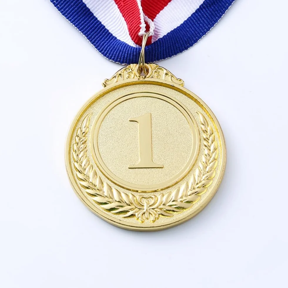 Médailles Métal Or Argent Bronze Style Olympique avec Rubans pour Enfants Jeux Concours Fête