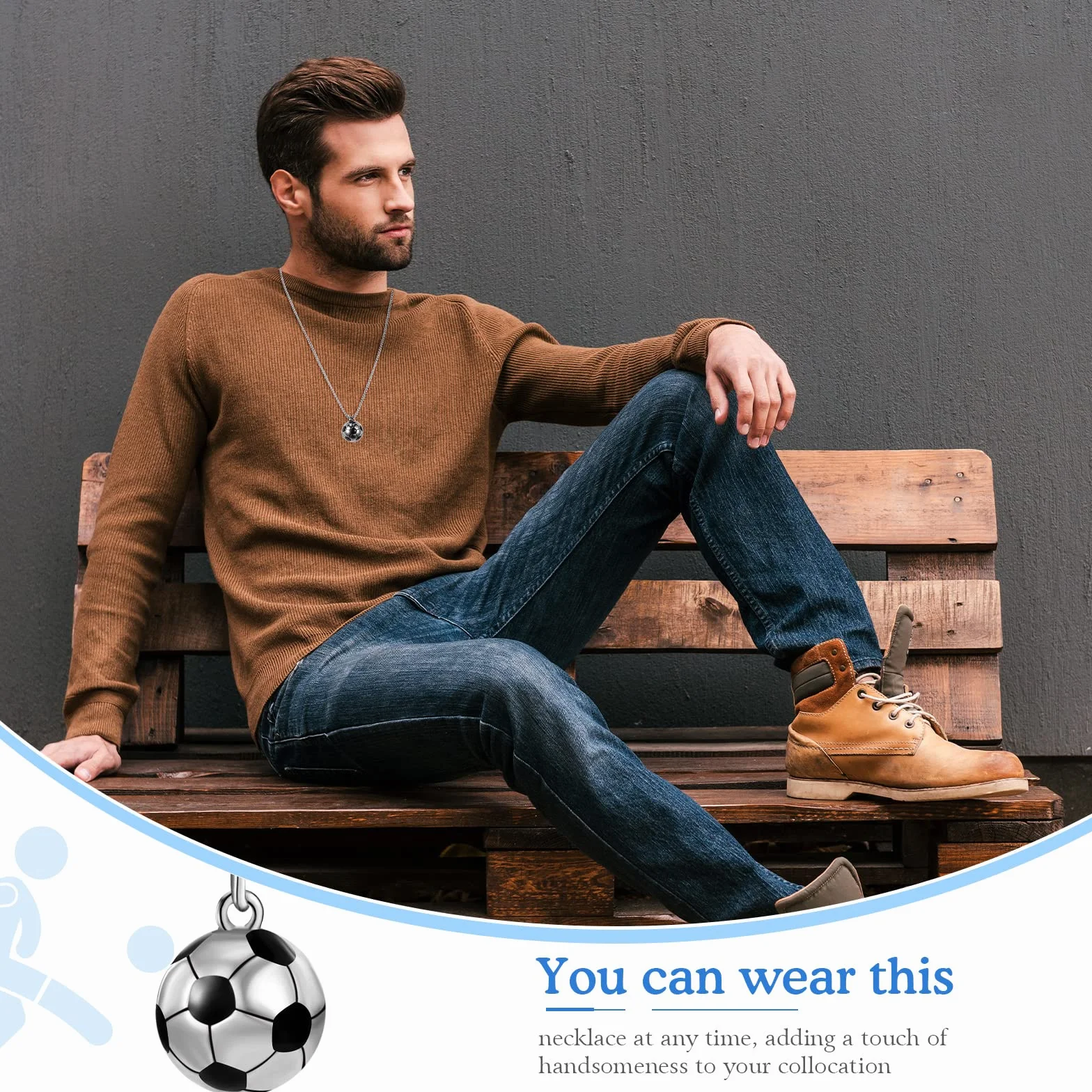 Collier de Football en Acier Inoxydable Cadeaux pour Filles Garçons Enfants Argent Chaîne Pendentif