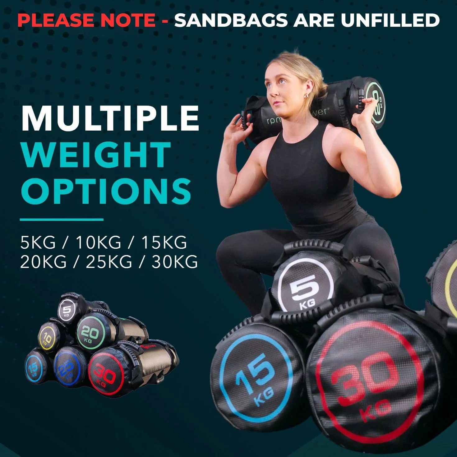 Sac de sable pour fitness RPM Power – Sac de musculation non rempli pour crosstraining et haltérophilie