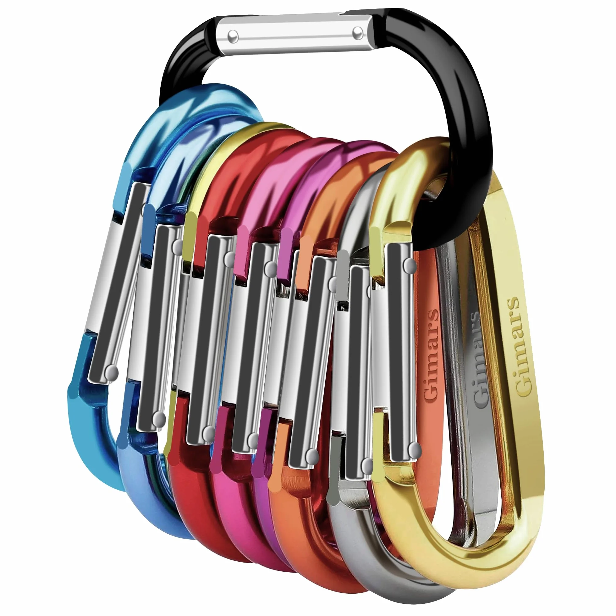 Gimars Lot de 10 Mousquetons à Ressort en Aluminium pour Camping Pêche Randonnée Voyages