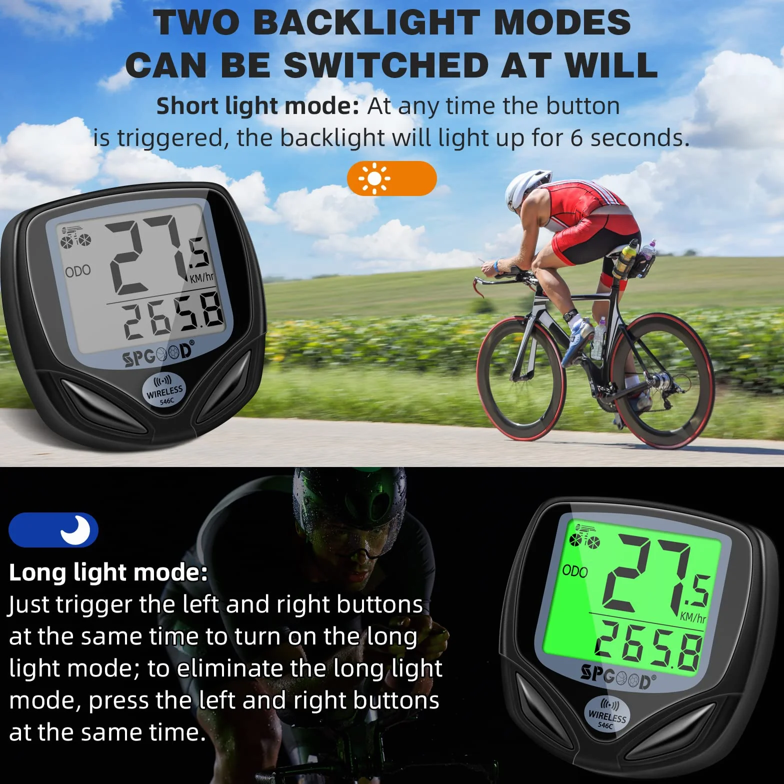 Compteur Vélo sans Fil 19 Fonctions Étanche IP54 Affichage Rétro-Éclairé Démarrage/Arrêt Automatique VTT