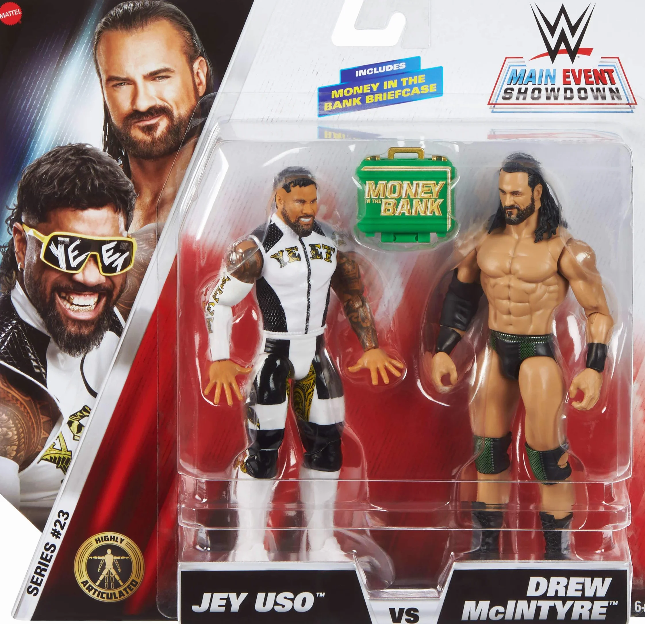 Mattel WWE Main Event Showdown 2 figurines Jey USO vs Drew McIntyre 15,2 cm série #23