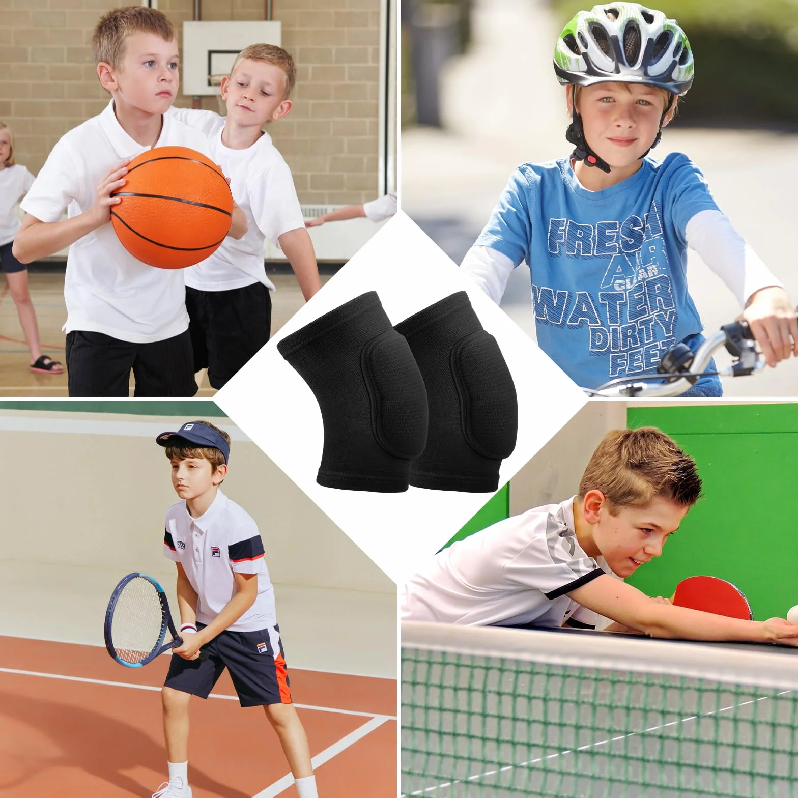 Genouillère Sport Enfants Antidérapante Rembourrée Mousse Volleyball Danse Skateboard Basket-ball Football Taille S 25-45kg