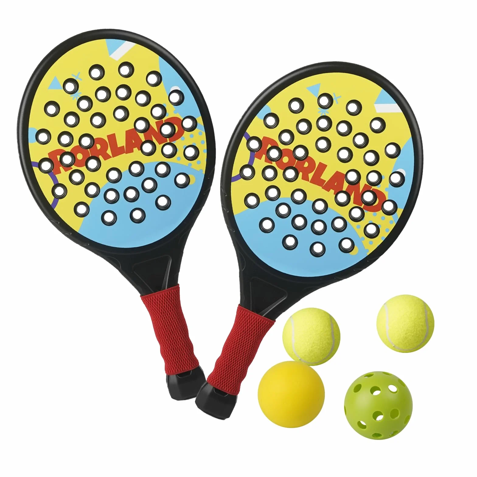 Smartwo Set de raquettes de padel pour enfants, raquettes légères débutants 6+ ans, 2 raquettes et 4 balles