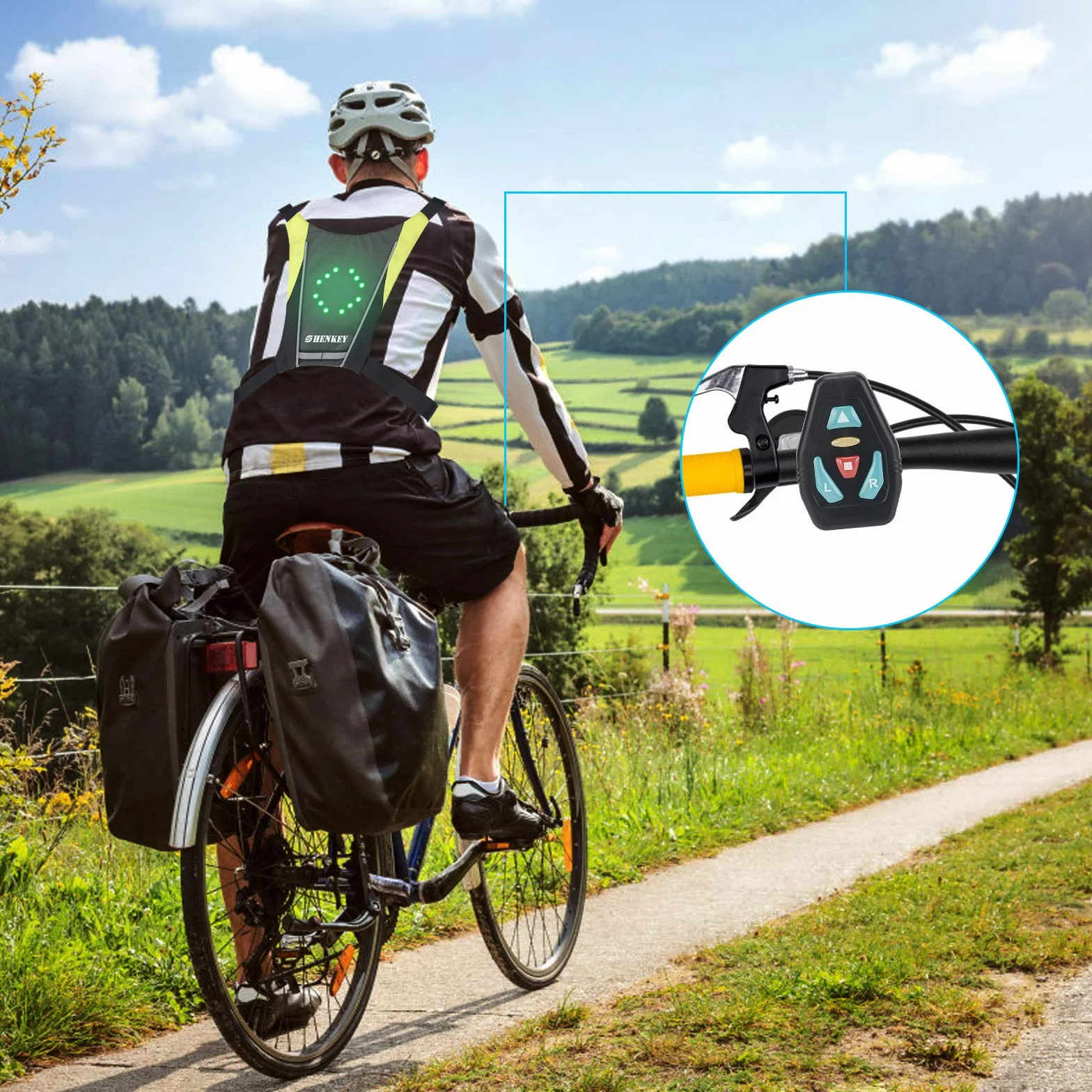 Gilet de Cyclisme LED Réfléchissant avec Indicateur de Direction Rechargeable USB