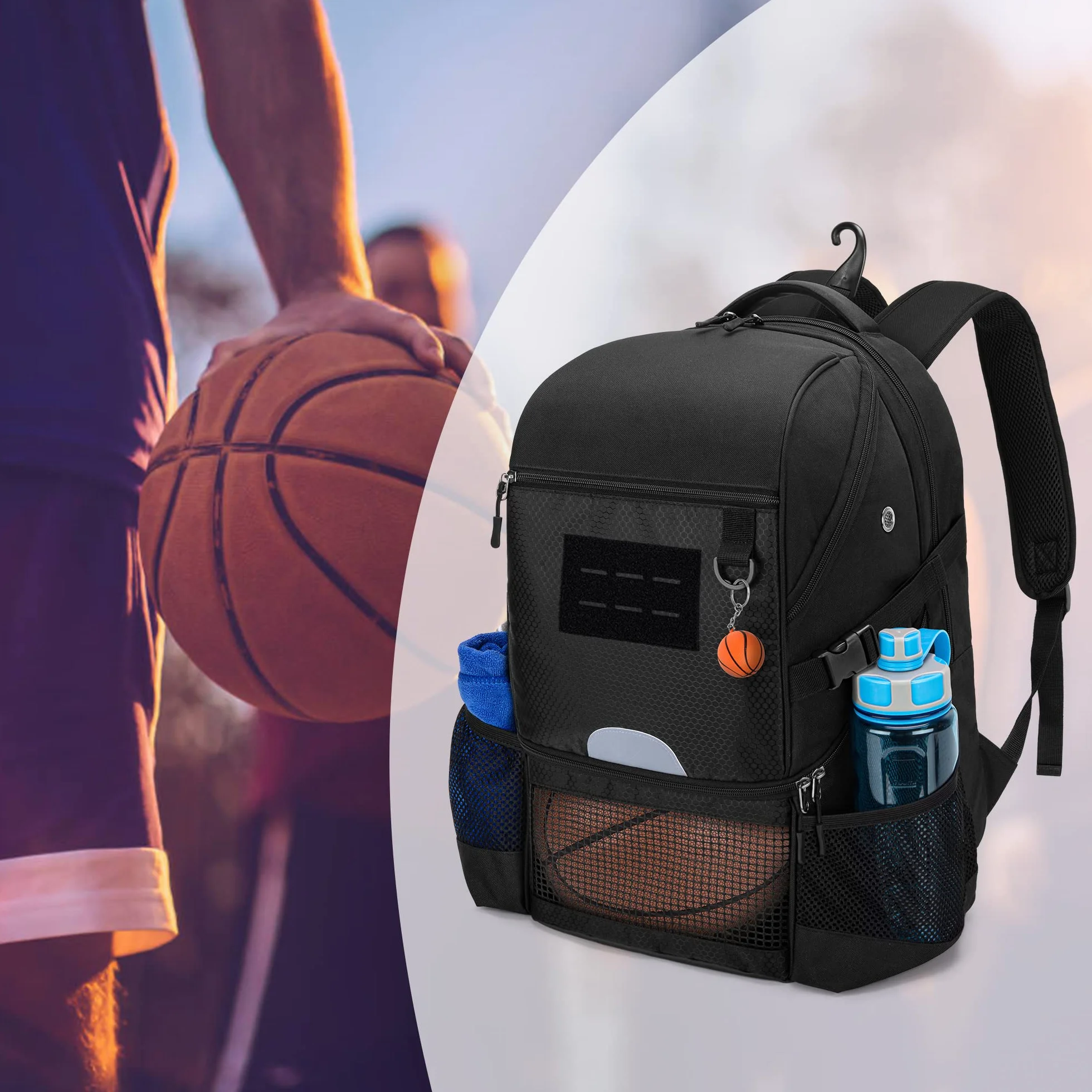 DSLEAF Sac à Dos de Basket-Ball pour Homme avec Compartiment pour Ballon et Chaussures
