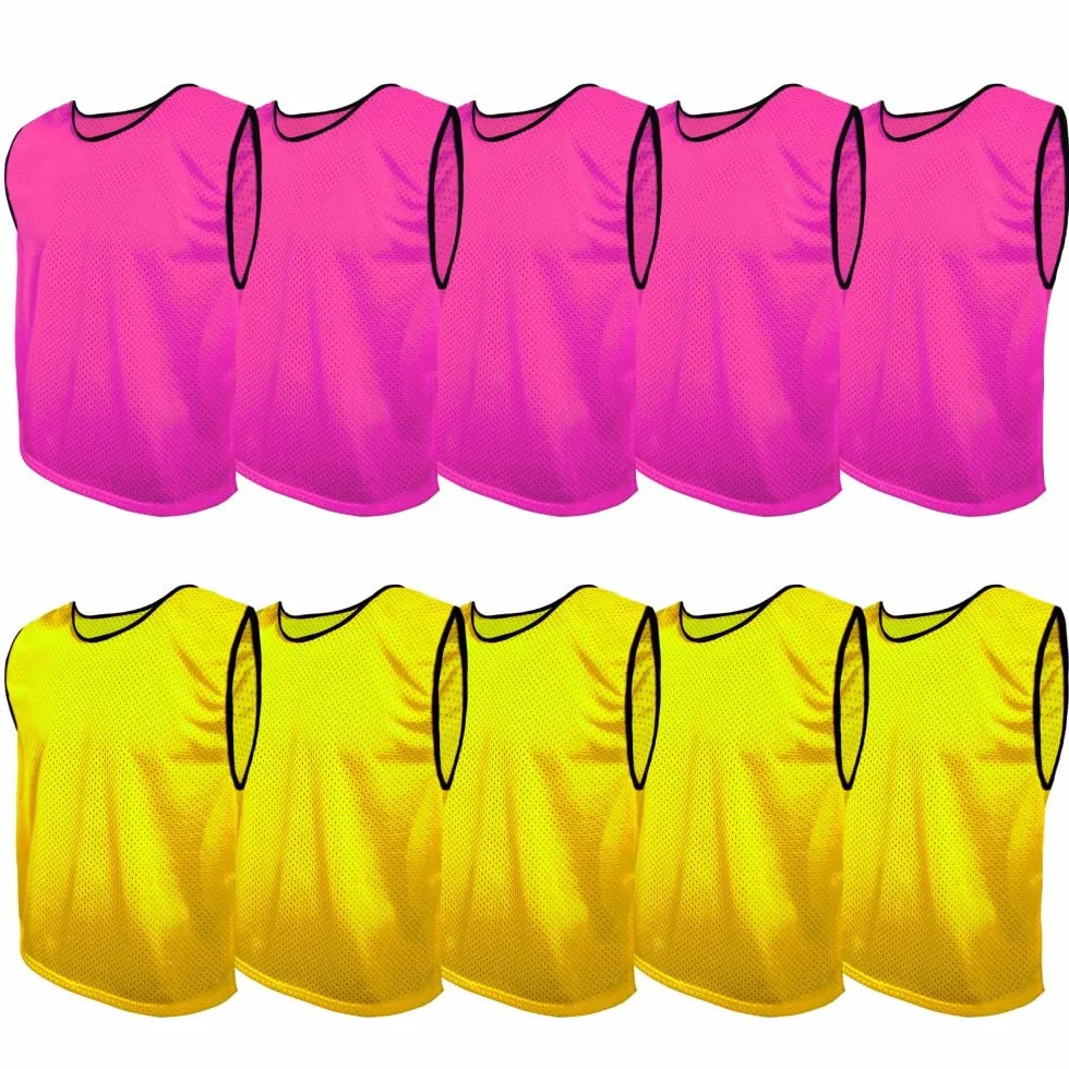 Chasuble Sport x10pcs, Bavoirs d'entraînement, Gilets Football pour Enfants, Juniors et Adultes, Maillot Training, Plus de 10 Couleurs, Universel XS S M L XL XXL
