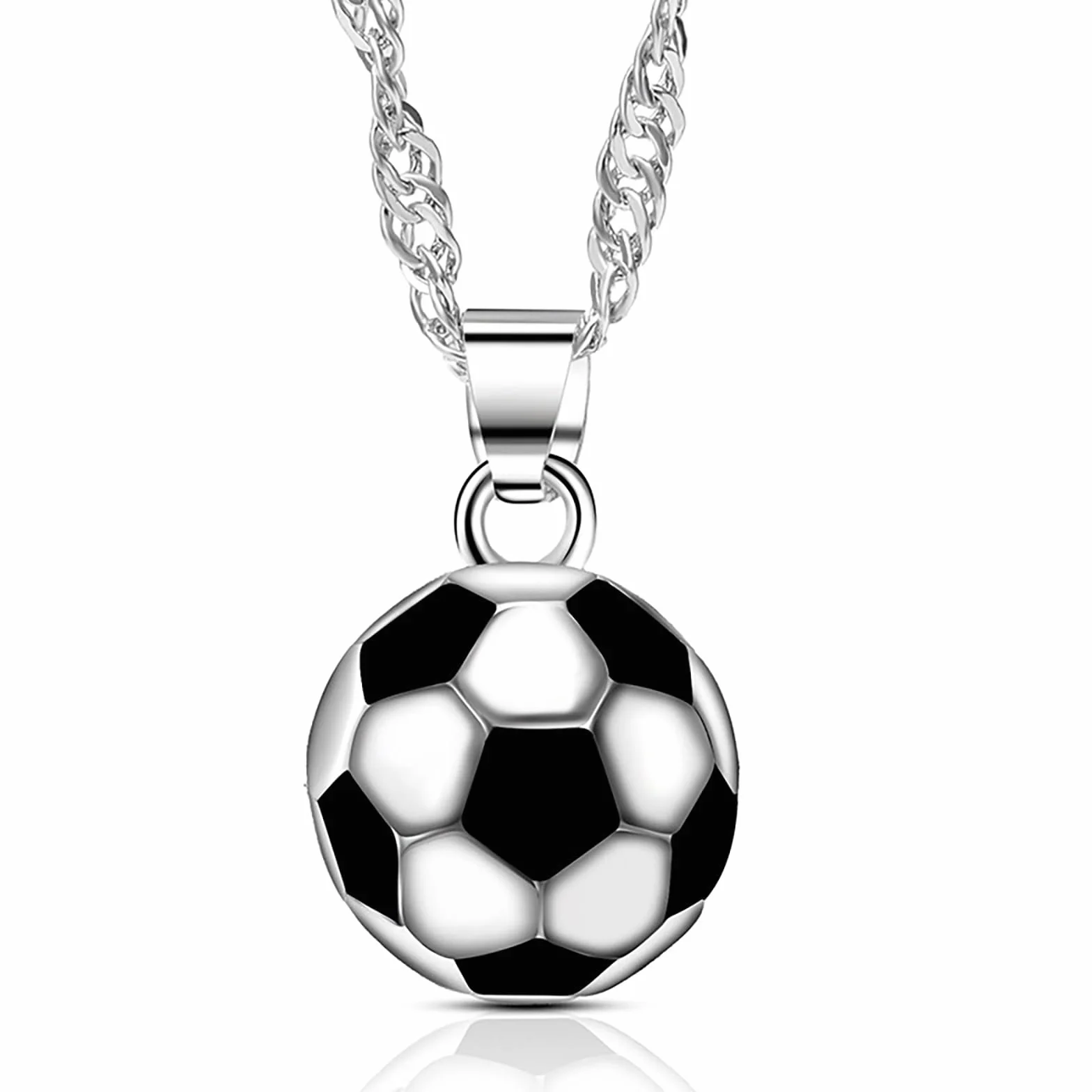 Collier football acier inoxydable 55 cm cadeau Noël unisexe
