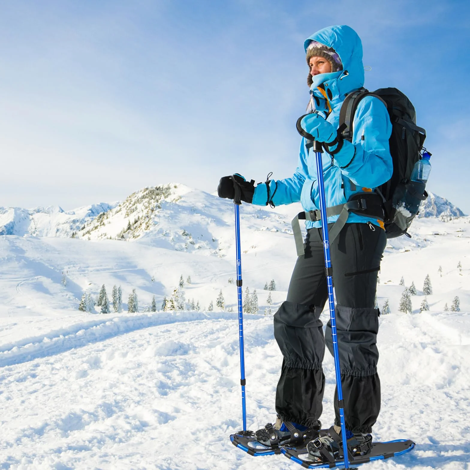 COSTWAY Raquettes à Neige 4 en 1 Aluminium Adultes Pointure 35-45 Charge 30-130kg