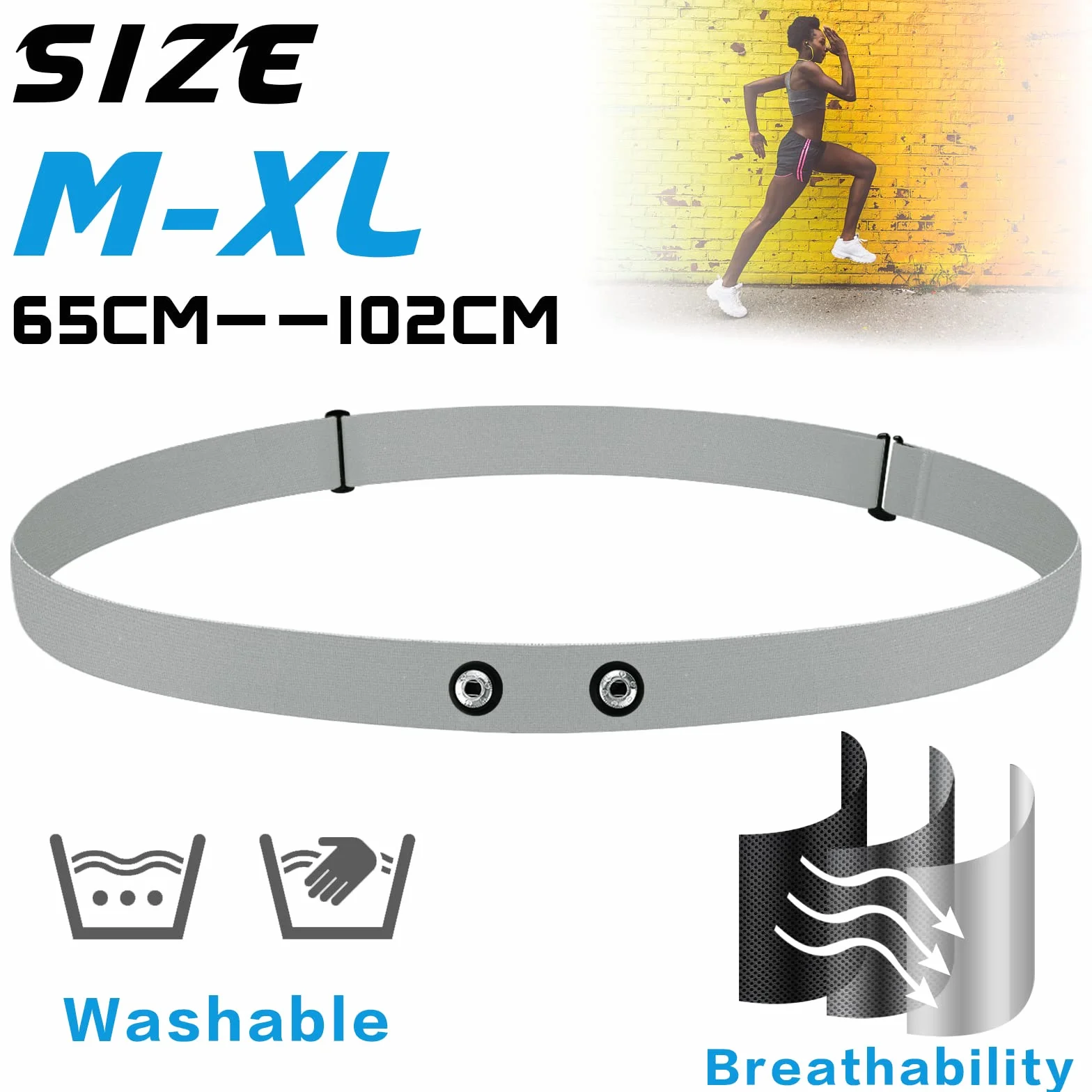 Ceinture Cardio de Remplacement Élastique Sangle de Poitrine pour Garmin, Wahoo Moniteur de Fréquence Cardiaque (Gris)