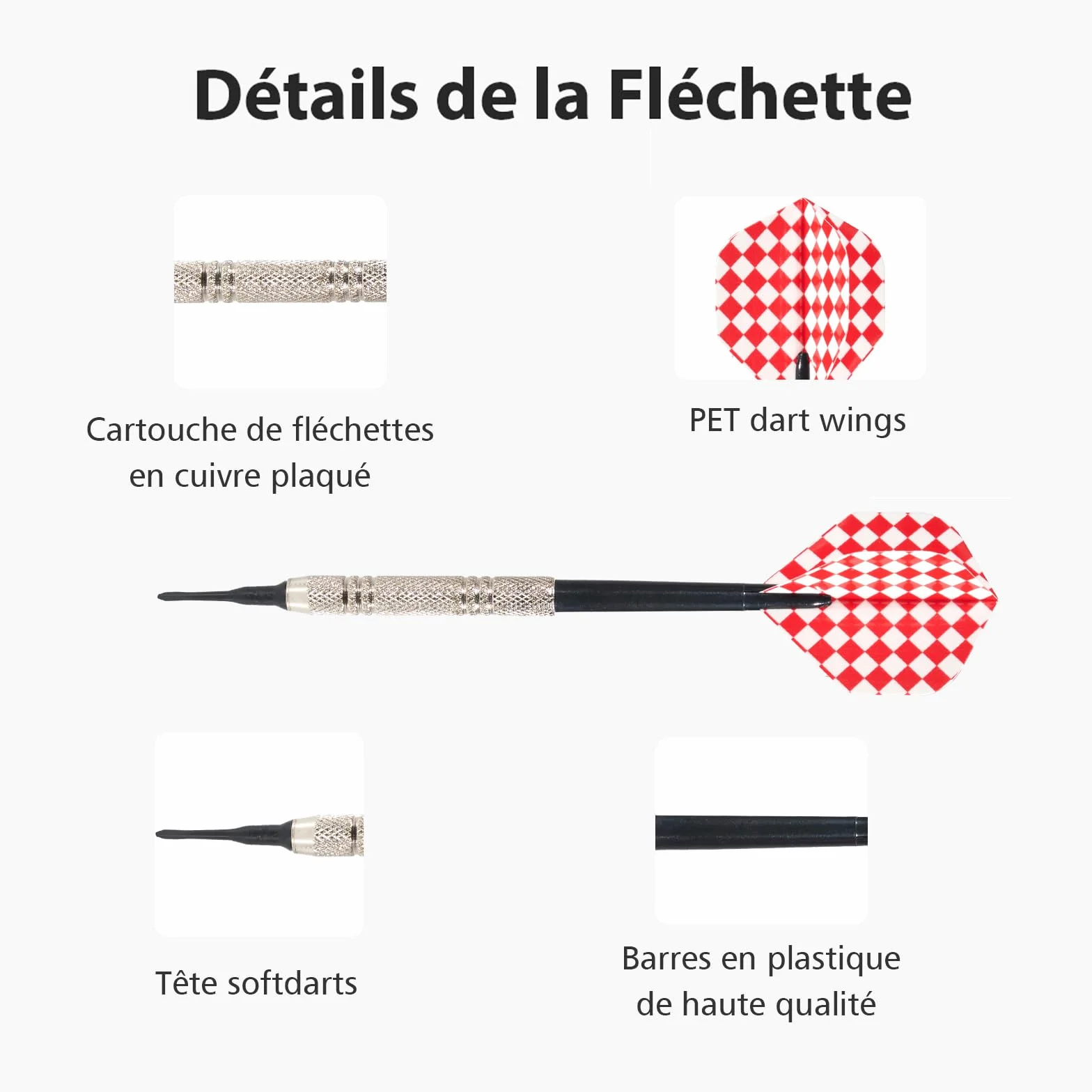 Flechette Pointe Plastique 12 sztuk z 100 Embouts i 12 Ailettes