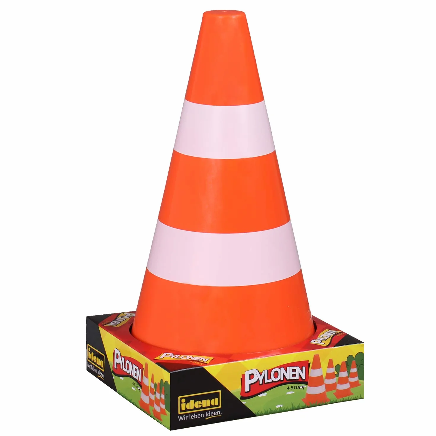 Idena Lot de 4 cônes de signalisation en Plastique Orange 24 x 13,5 cm pour Sport Extérieur