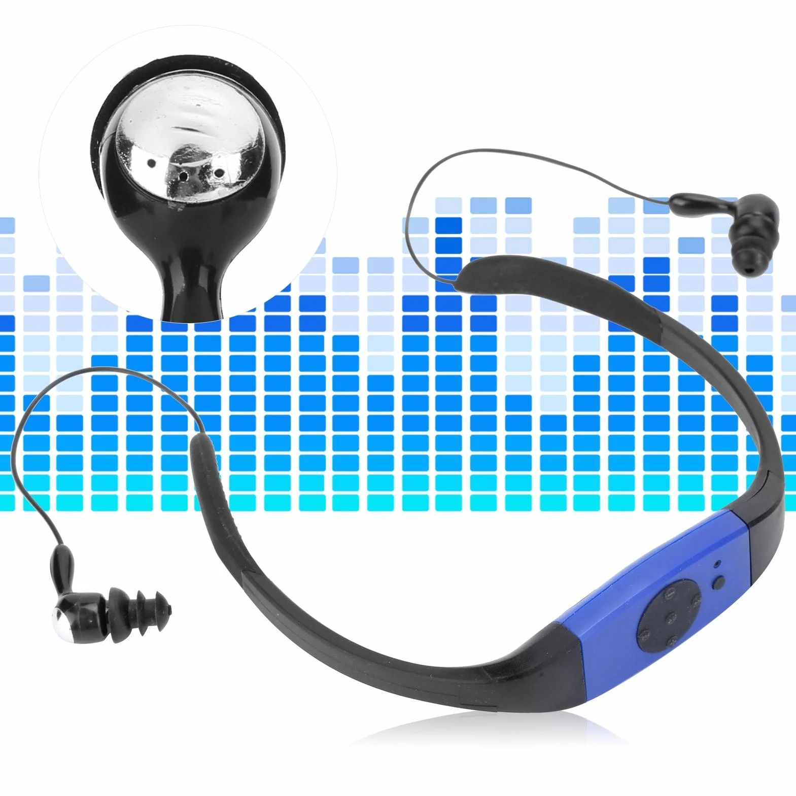 Casque IPX8 étanche Natation Lecteur MP3 écouteurs sous-Marins Course Plongée