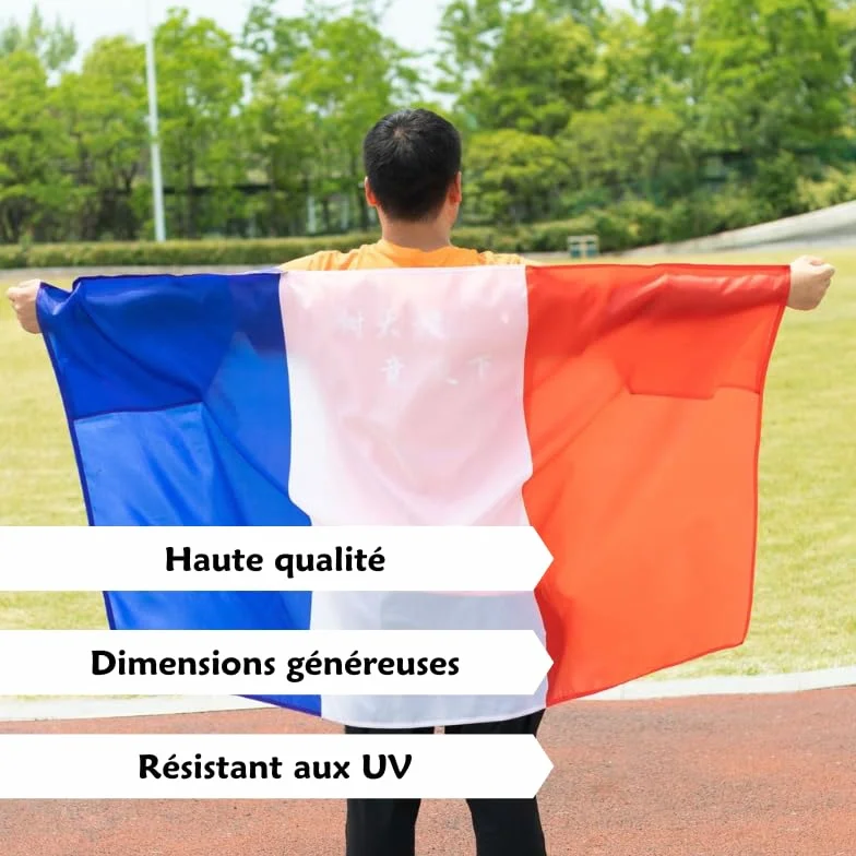 Kit Supporters Français Drapeau Cape & Stick de Maquillage Bleu-Blanc-Rouge France