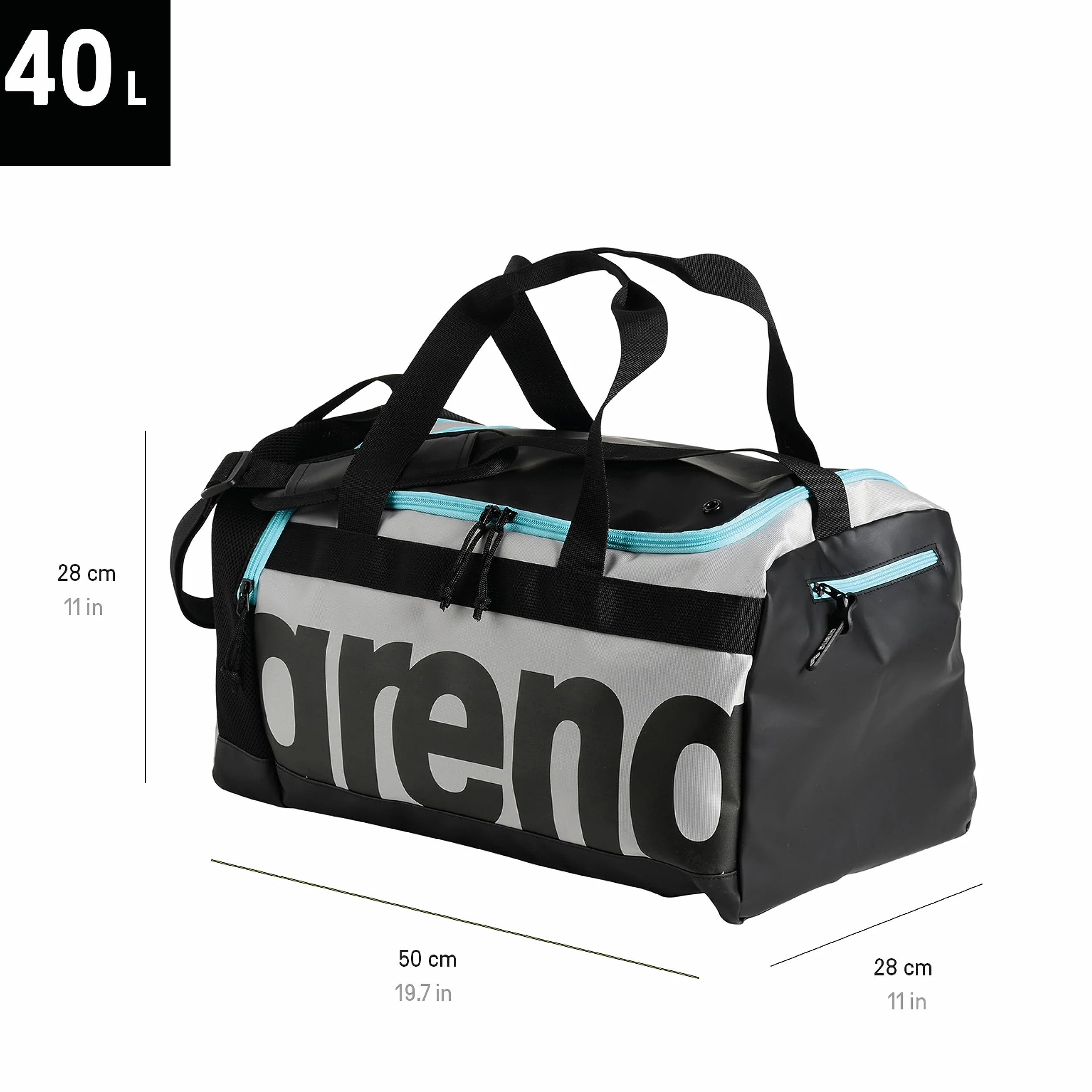 Arena Spiky III Duffle 40 Sac de Sport Imperméable 40 Litres Bandoulière Ajustable