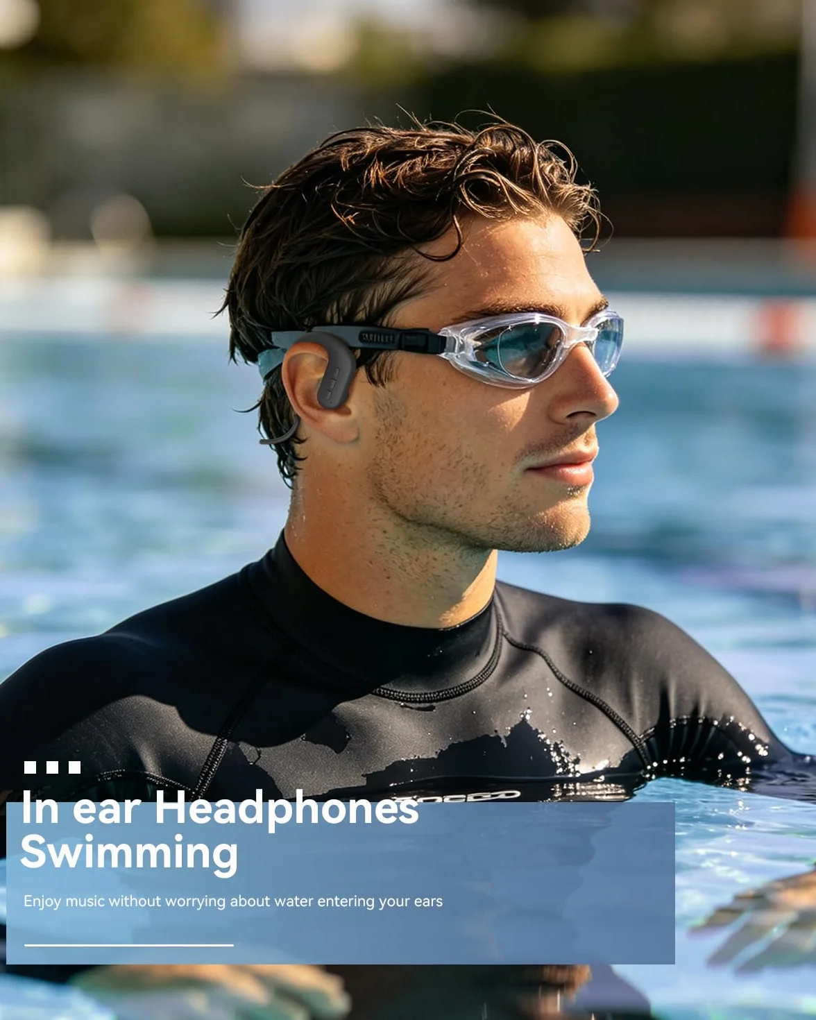 SANOTO Ecouteur Waterproof Natation Casque Conduction Osseuse IPX8 8G MP3 Etanche