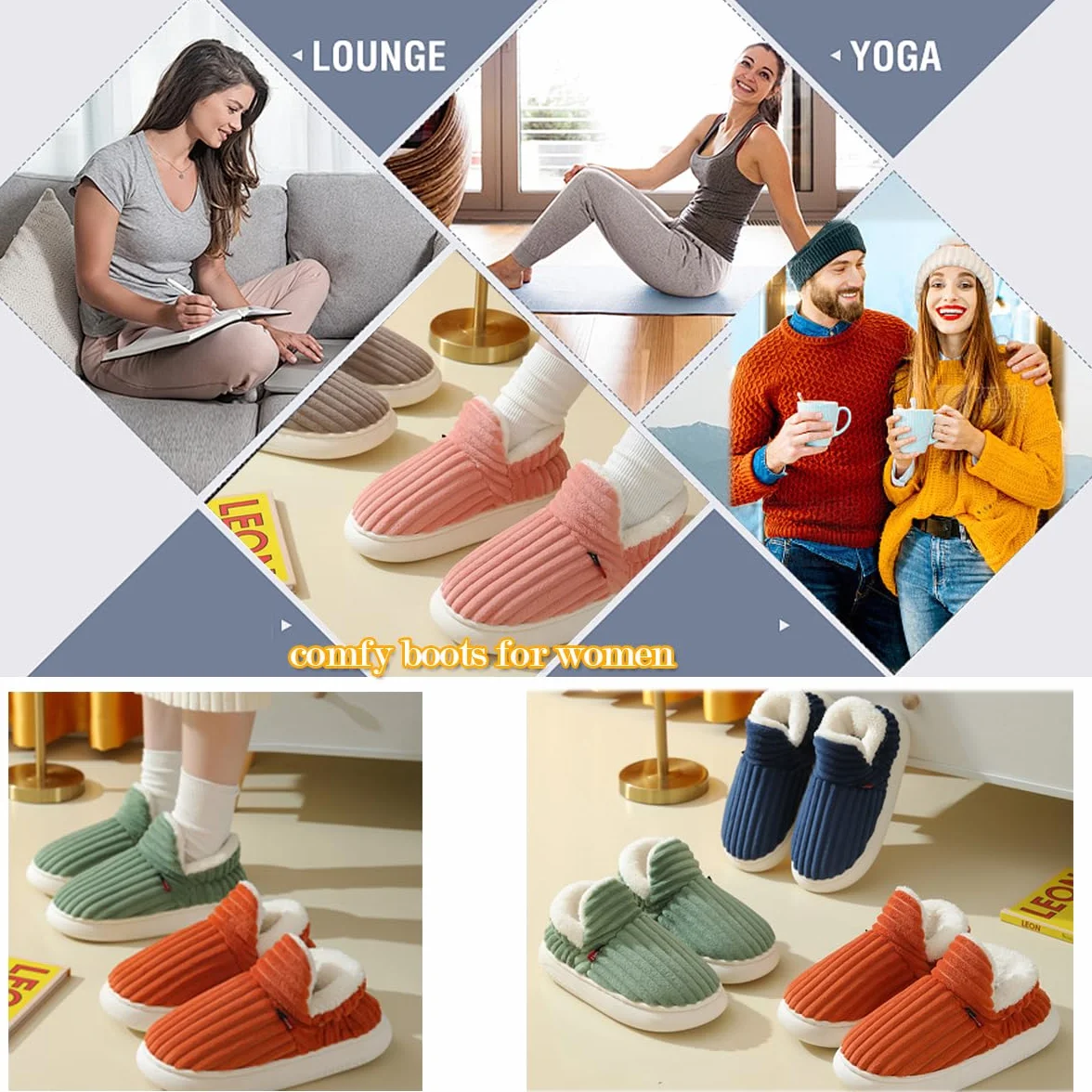Pantoufles Femme Hiver Chaudes Nuage Antidérapantes Intérieur Extérieur