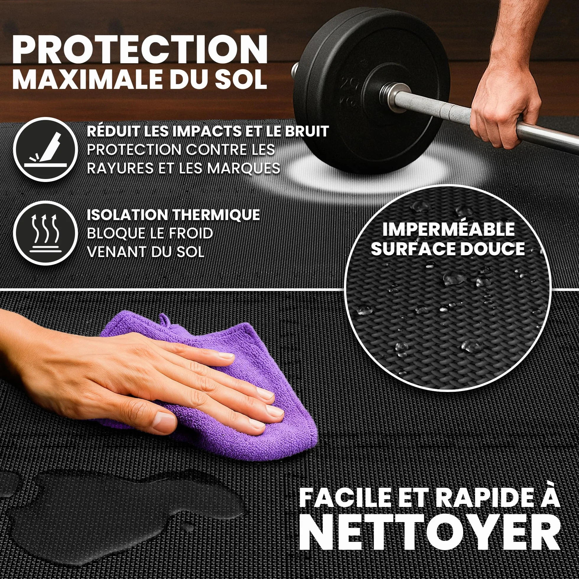 Tapis de Fitness Protection de Sol Salle de Sport Dalles Mousse sans BPA Bordures Matelas Puzzle Tatami EVA Caoutchouc