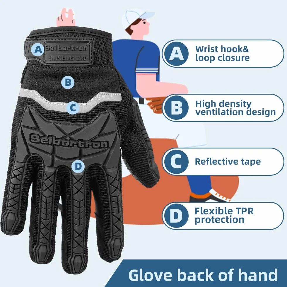 Seibertron S.P.B.G 2.0 Gants de Baseball/Softball Batting Super Grip Protecteur Finger Fit Adulte Junior