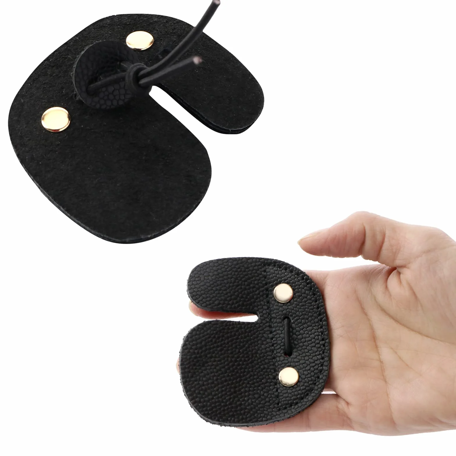 Lot de 2 protections en cuir pour tir à l'arc - Double épaisseur - Noir
