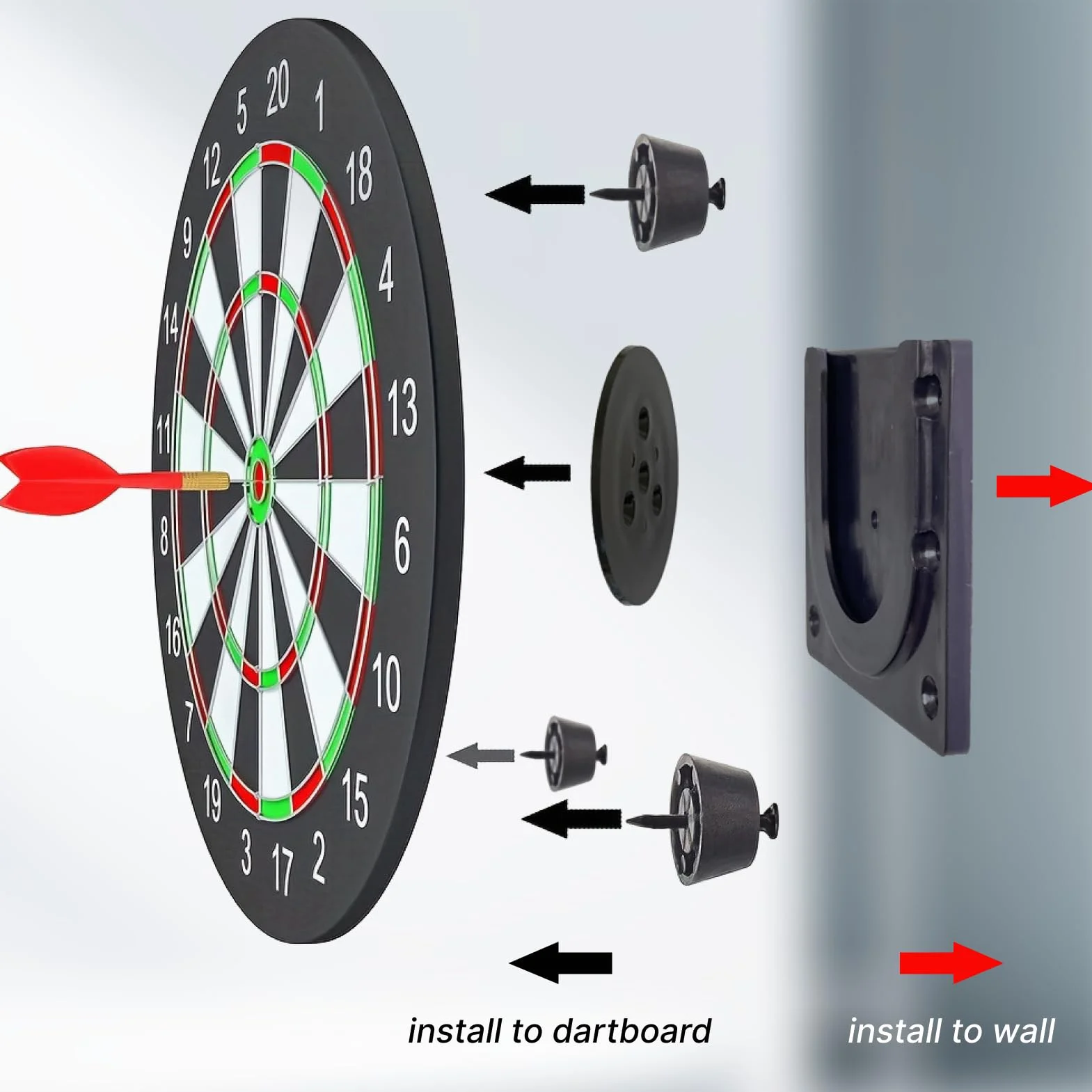 Support Pratique pour Cibles de Fléchettes – Ensemble Robuste pour Darts à Tige Acier avec Matériel de Montage