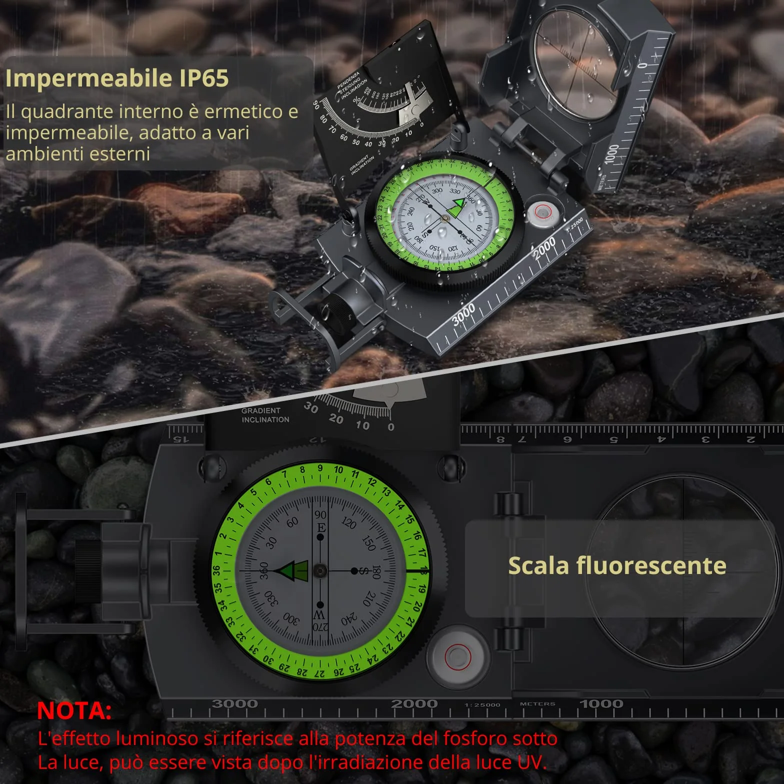 Anbte Boussole de Randonnée avec Clinomètre Militaire Professionnelle Sac de Transport pour Chasse Camping