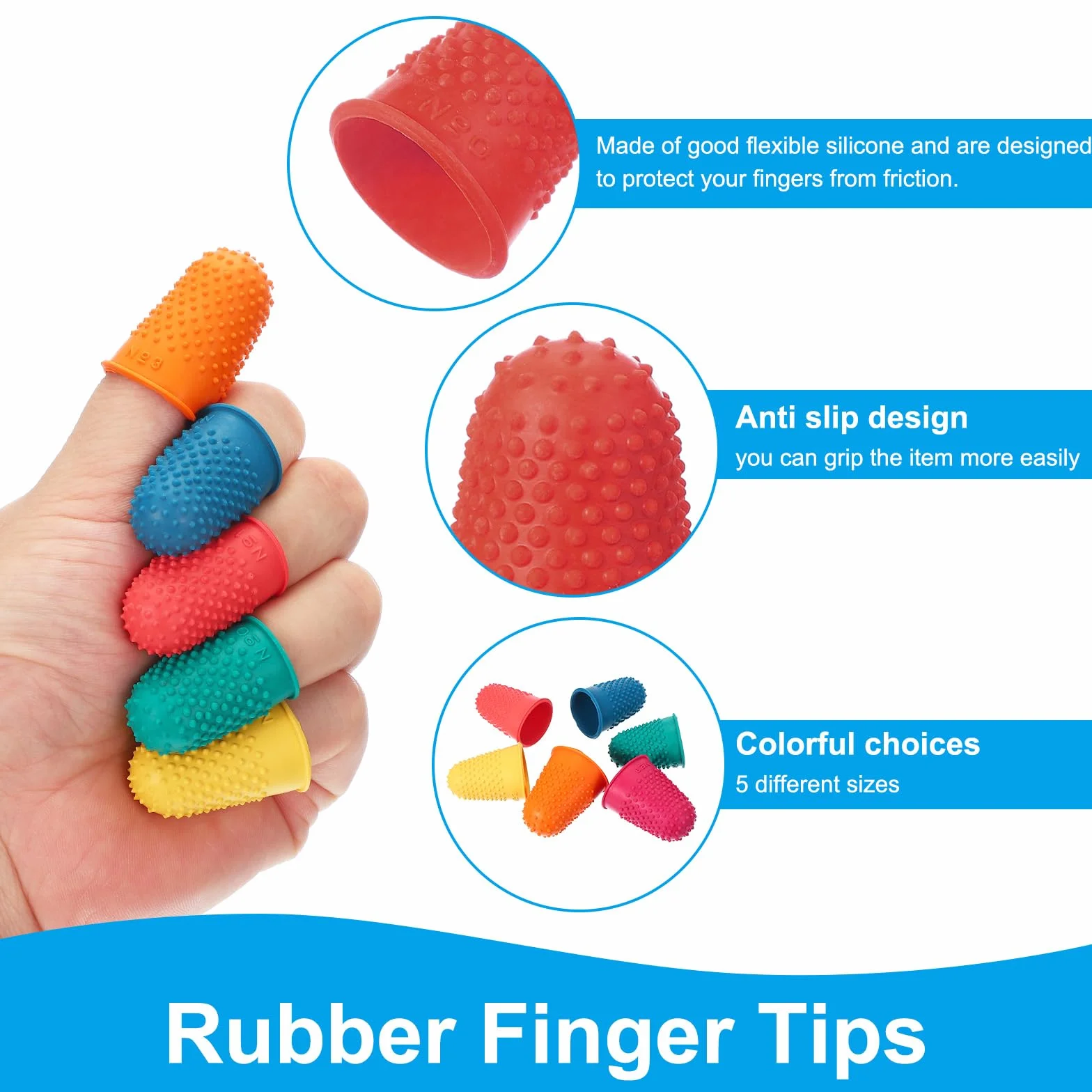 PATIKIL Embouts de doigts en caoutchouc 15 Pack Protecteur de bout de doigt en silicone Rouge Taille XS