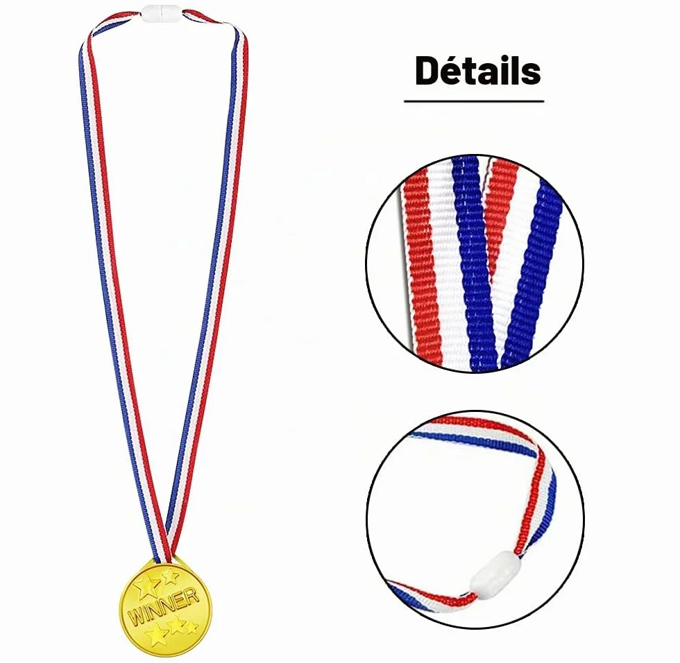 Médaille Enfant OWill 12 Pièces Médaille d'Or pour Concours Sportifs et Scolaires