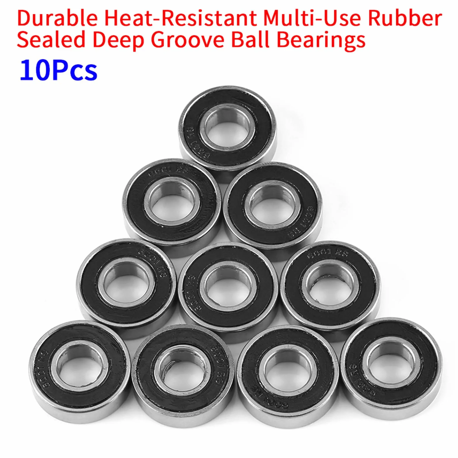 Roulement à Bille 6001-2RS 12x28x8 mm Roulements de Skateboard à Rainure Profonde Scellé en Caoutchouc