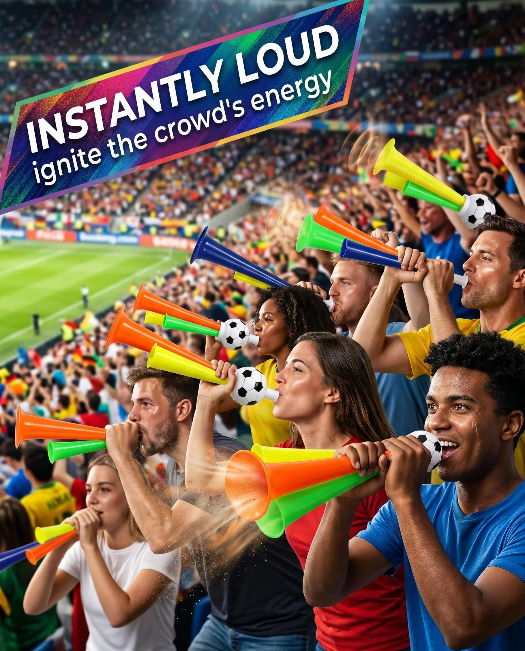 Vuvuzela 4 pièces haut-parleur trépied compact pour football stade fanfare événements sportifs