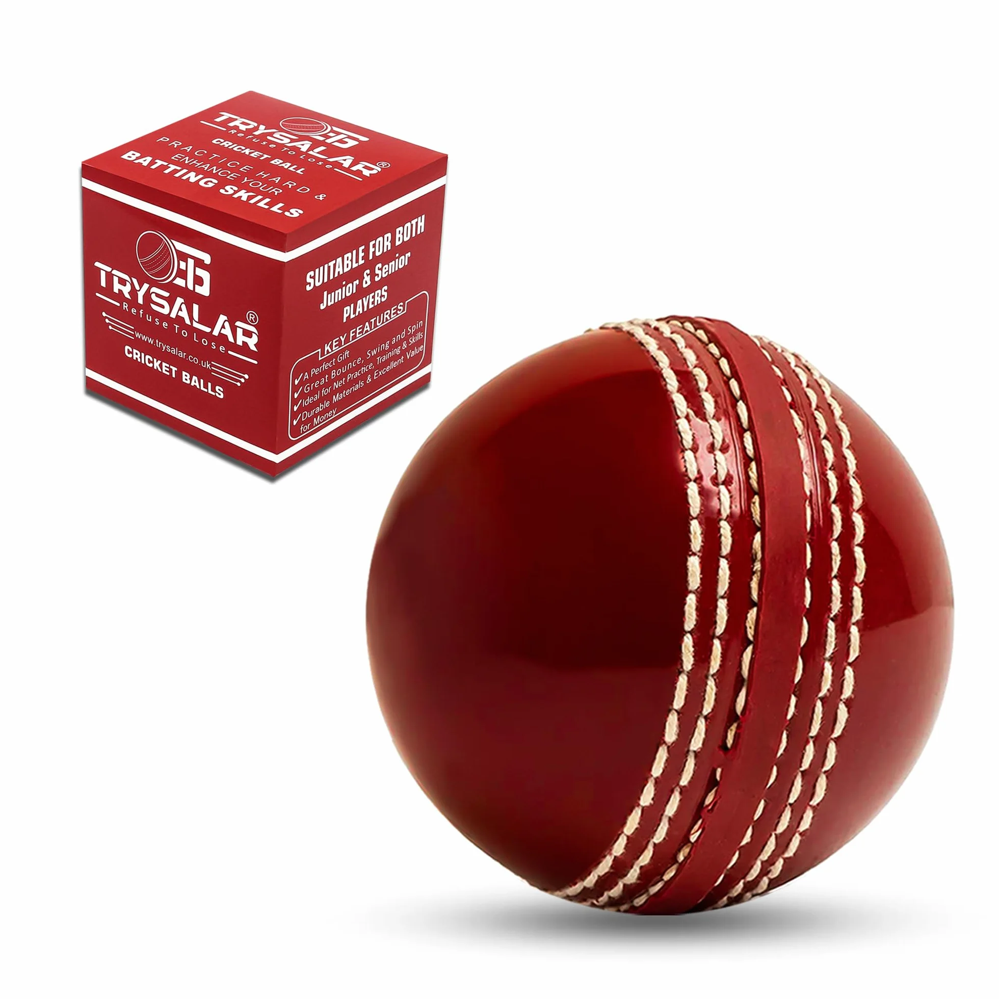 Balle de cricket en caoutchouc souple pour entraînement, rebond durable, coutures cousues