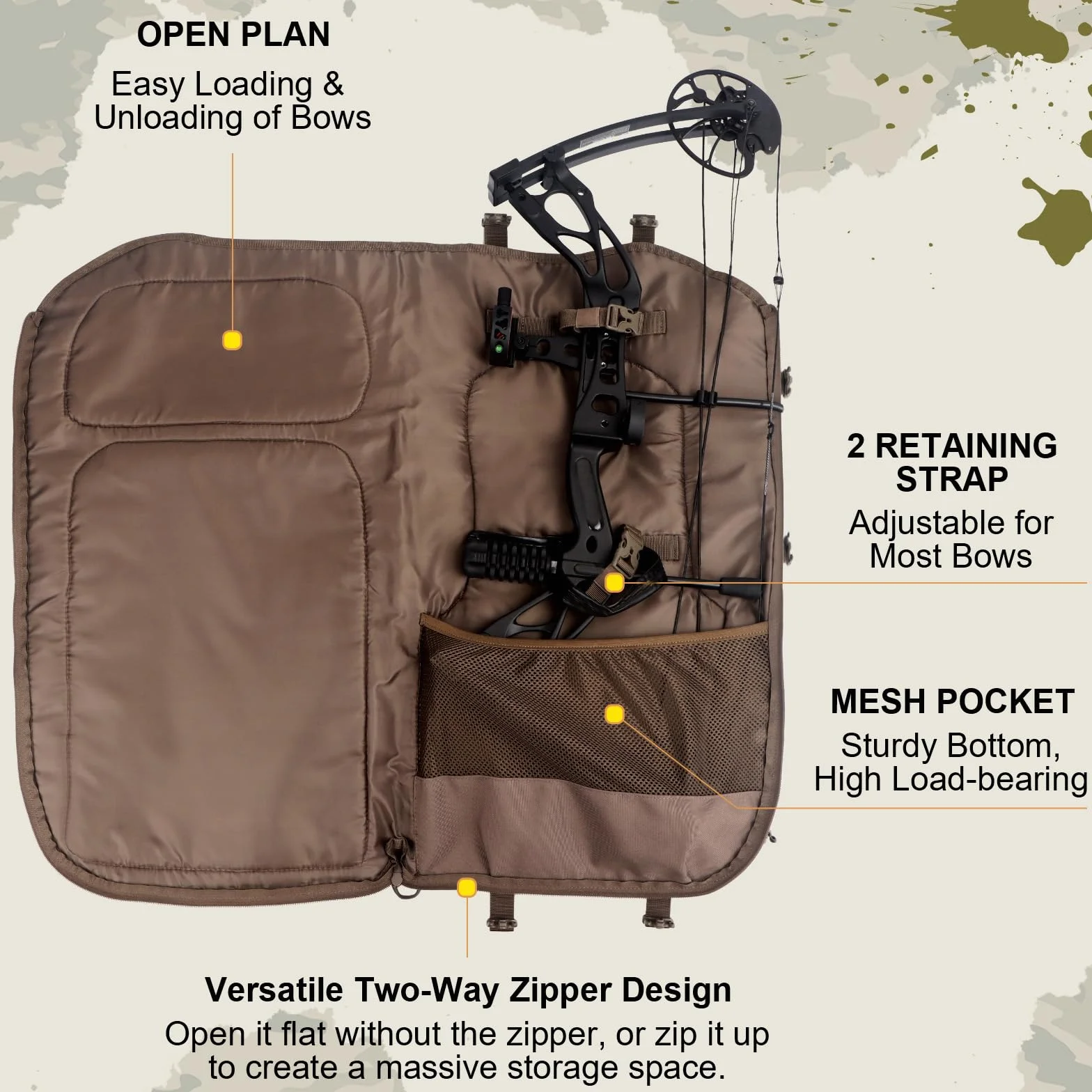 Sac à dos de chasse homme avec porte-arc, sac de chasse en selle et sac de sport