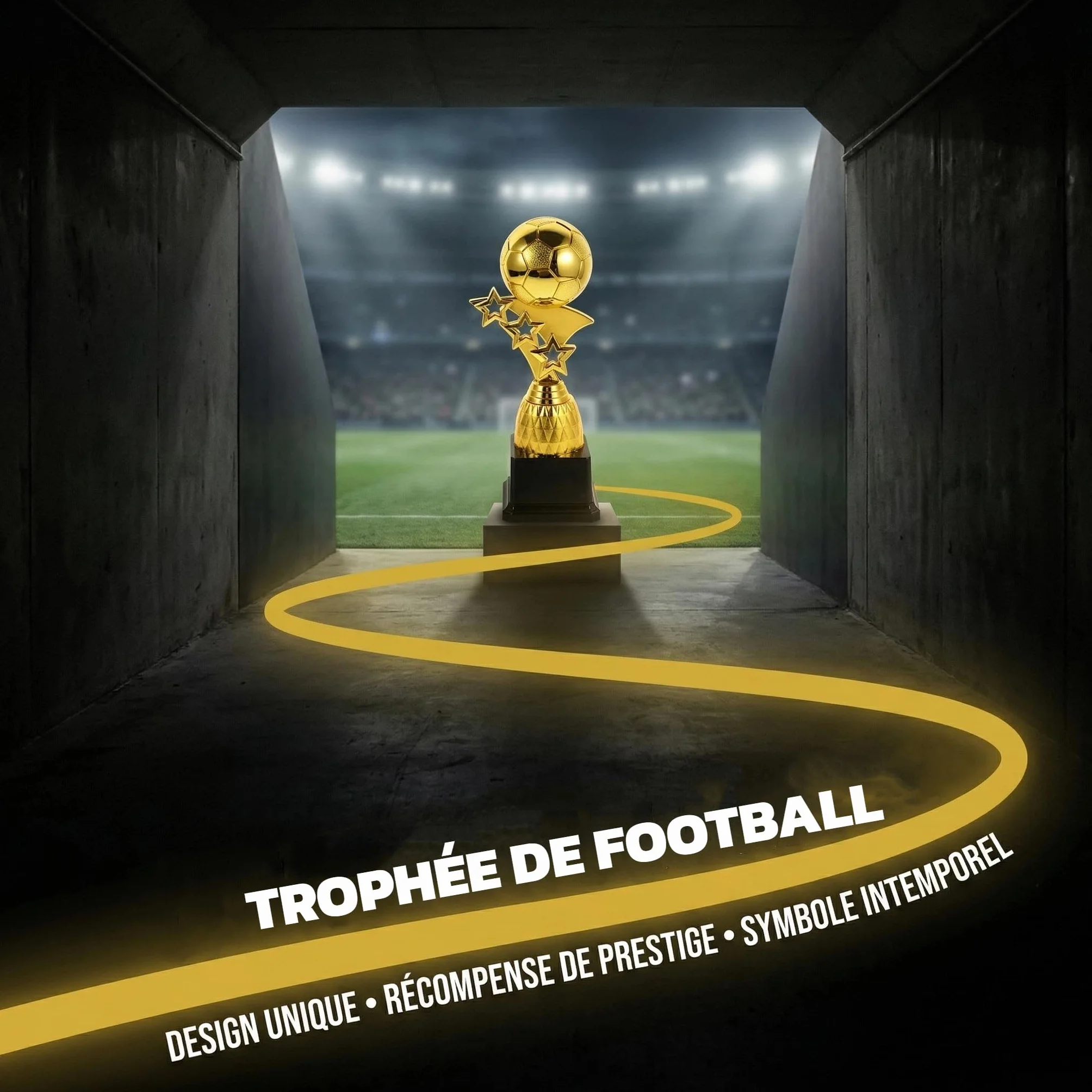 Toyvian Trophée Football Coupe du Monde Ballon Doré Récompense Vainqueur 9,04 x 2,95 x 2,95 Pouces