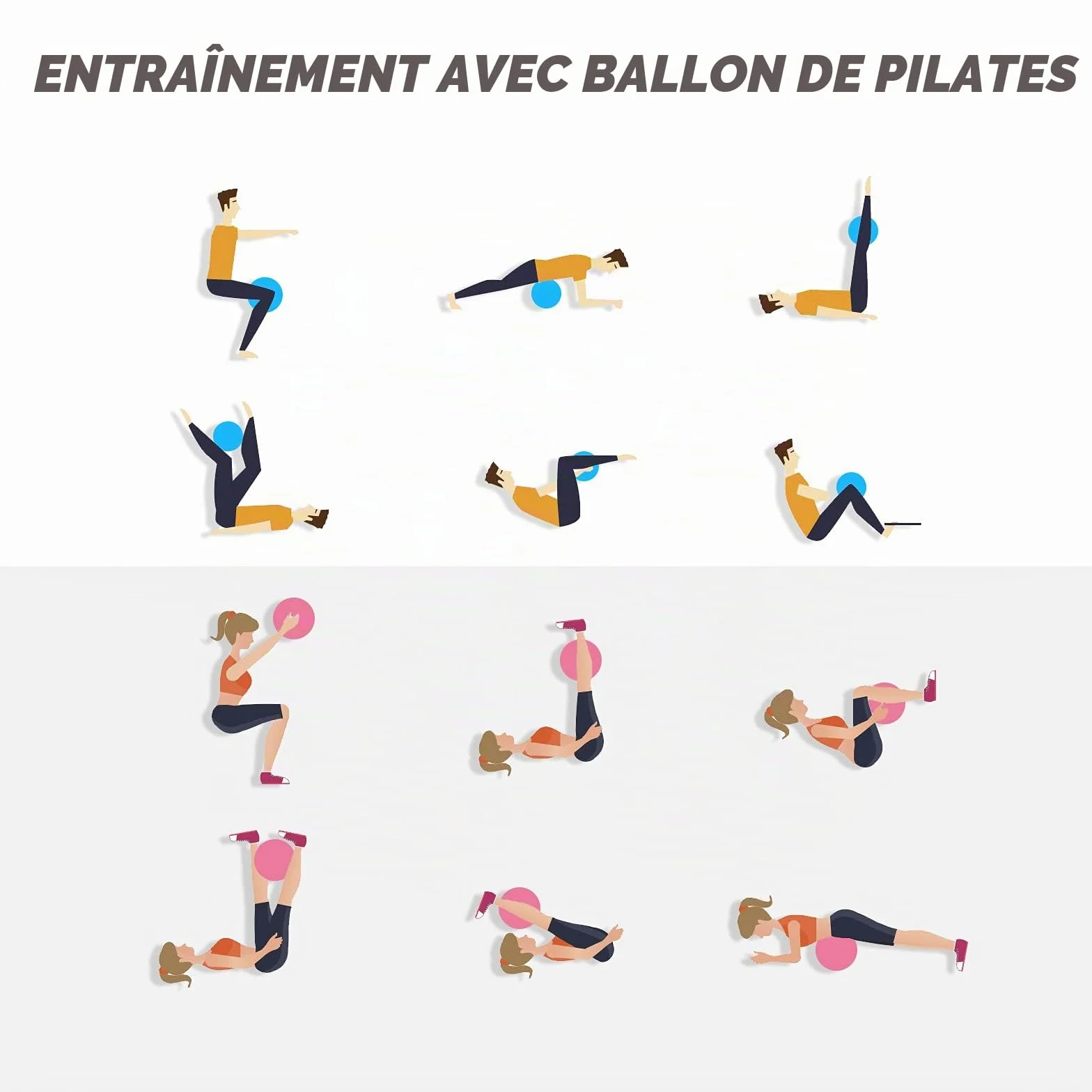 Cikyner Soft Pilates Ballon Gymnastique 23-25 cm avec Paille Gonflable