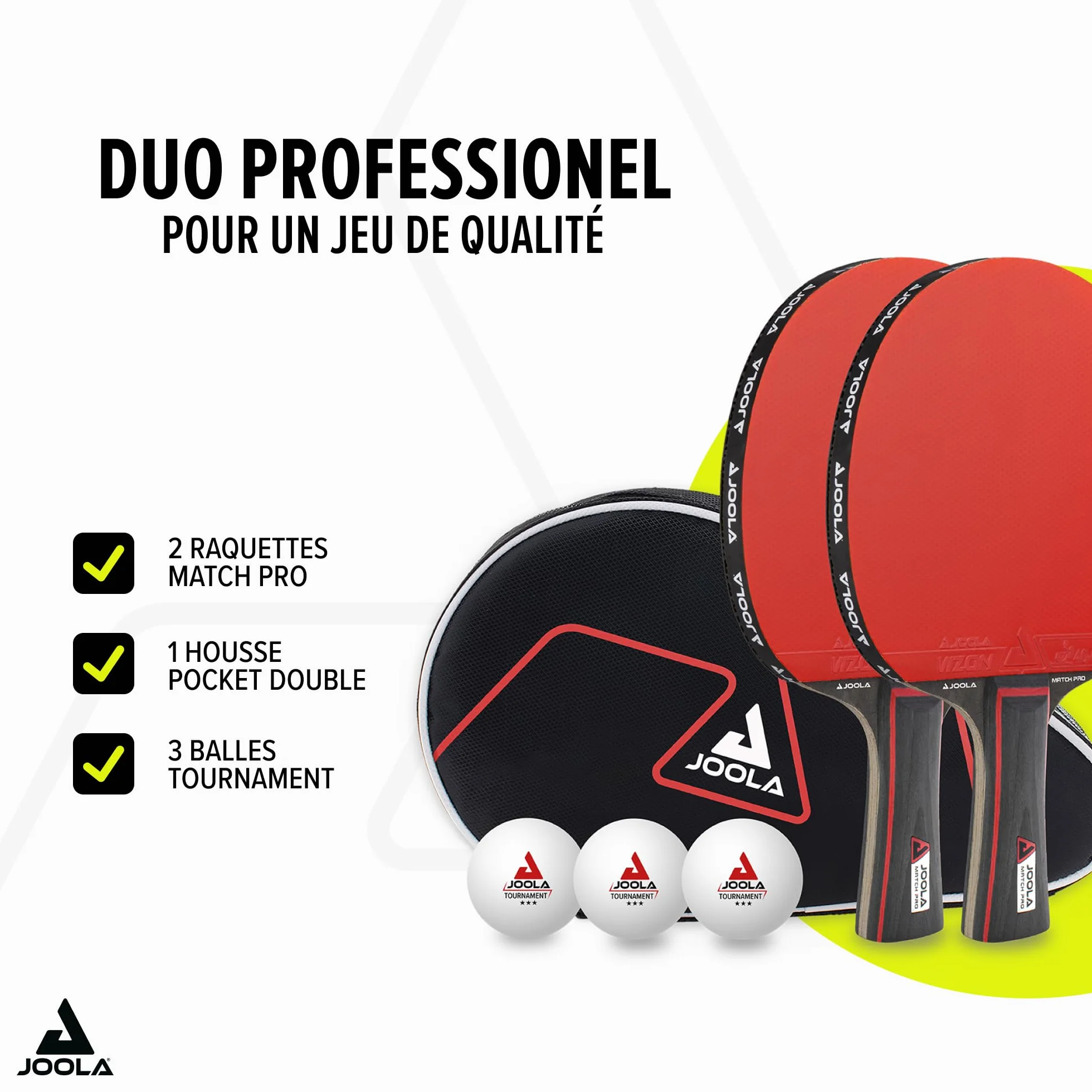 JOOLA Set de Tennis de Table, 2 Raquettes 3 Balles Housse