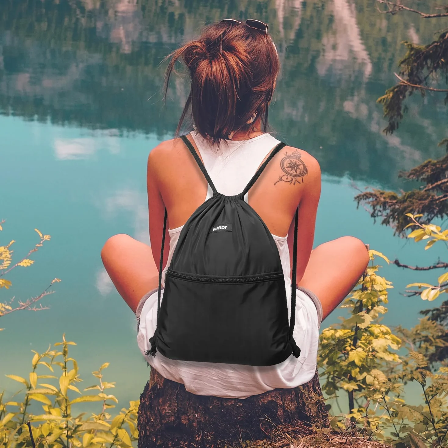 WANDF Sac de Sport à Dos avec Poche Extérieure Cordon Réglable
