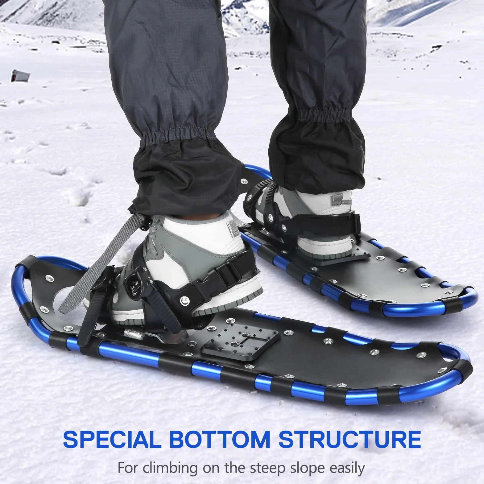 Raquettes à neige en aluminium avec bâtons de trekking réglables, guêtres et sac 13-30 pouces adulte enfant