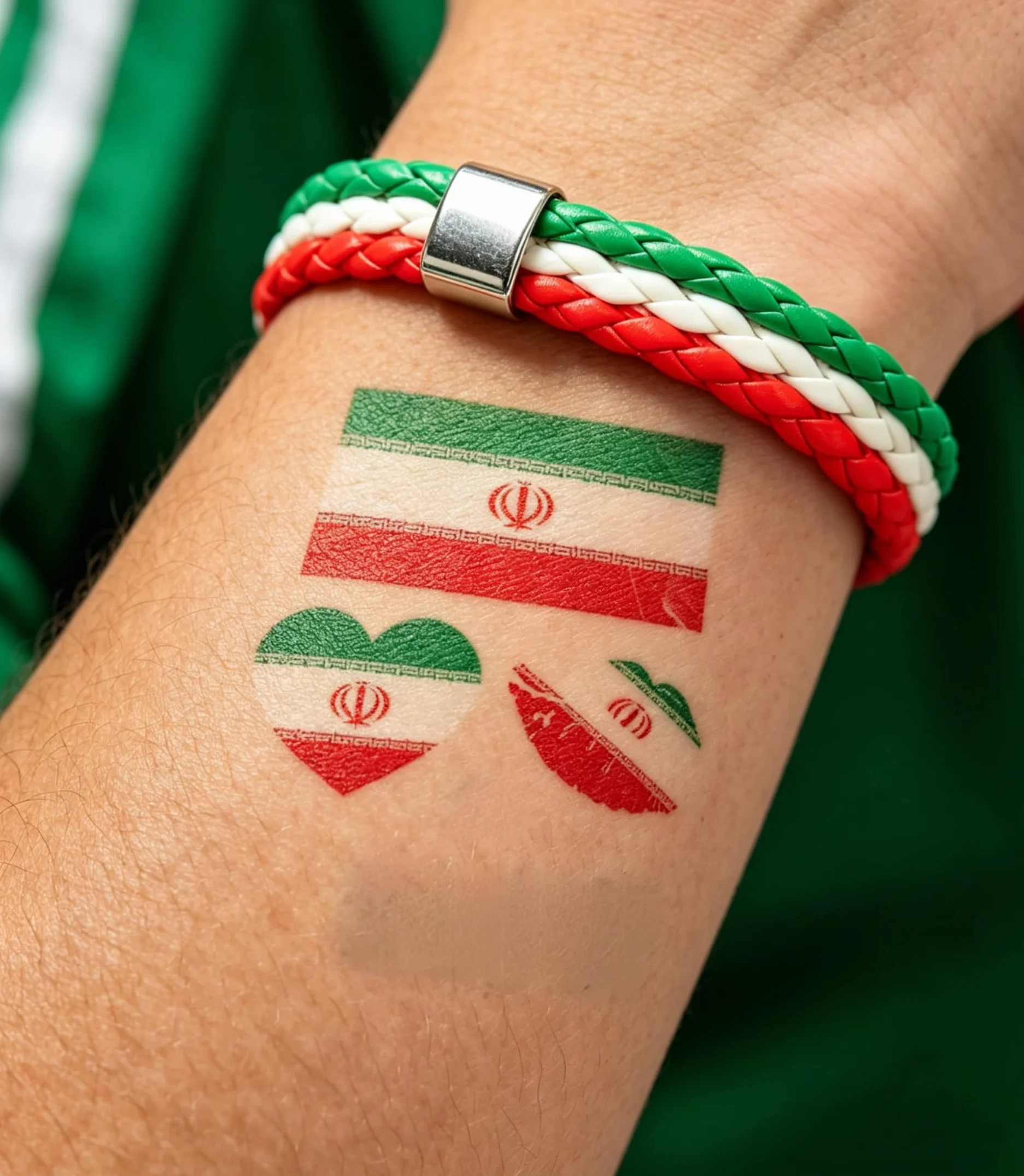 Bracelet en cuir tissé pour fans de football, fermeture en alliage d'acier, soutien équipe nationale