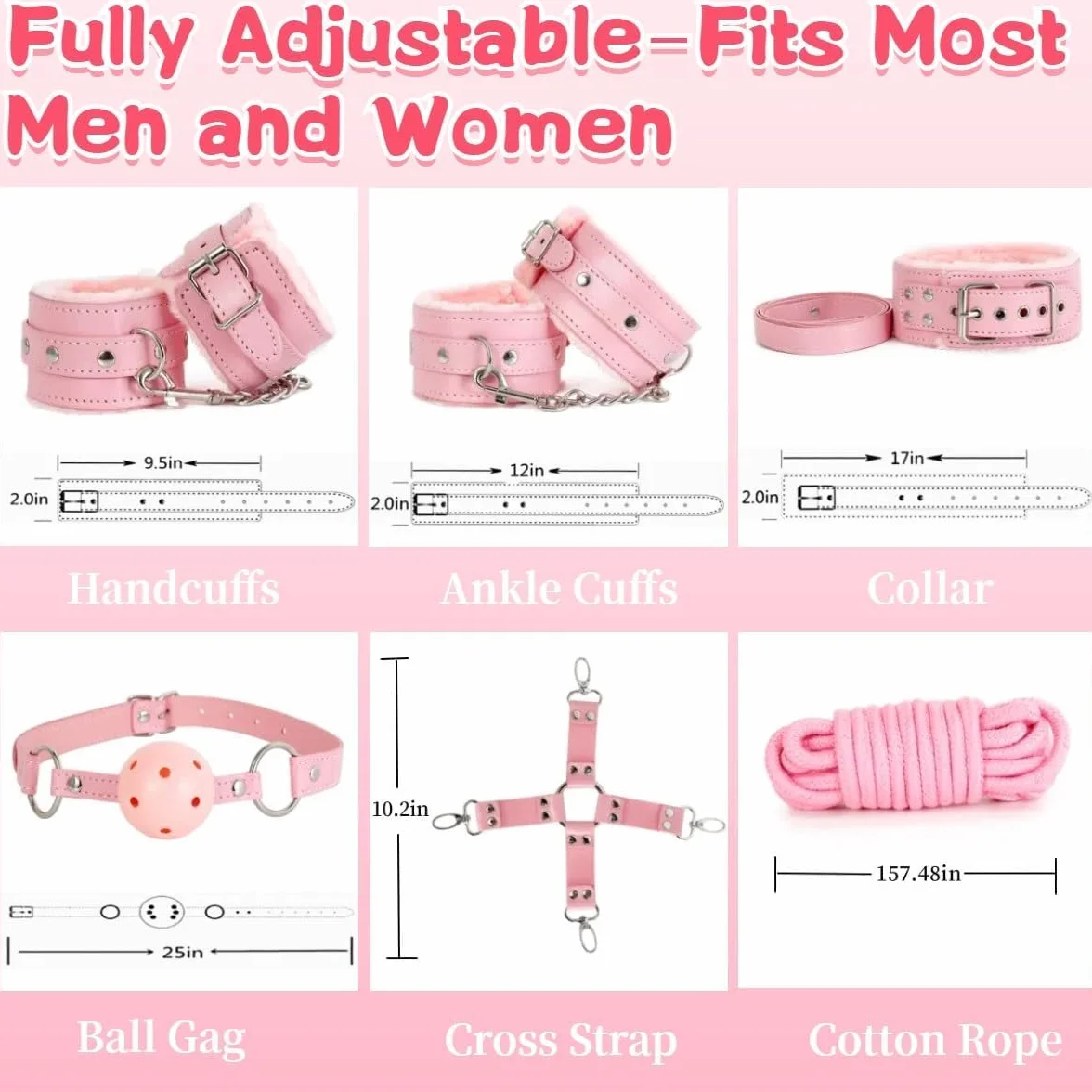 Ensemble Combiné 12 Pièces Cuir Accessoires D'entraînement Athlétique Rose