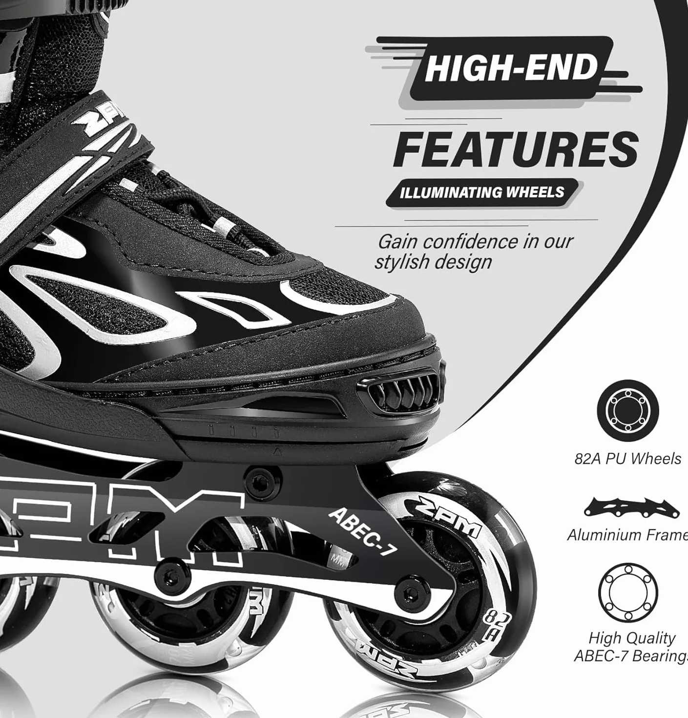 2pm Sports Brice Roller Enfant Fille Taille réglable Rollers en Ligne