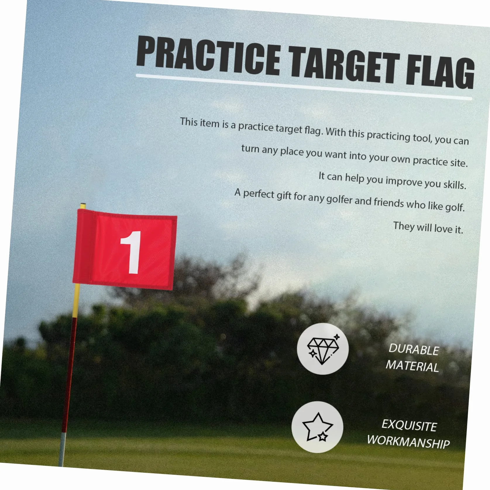 Drapeau De Golf Numéroté Rouge 1 D'entraînement En Tissu Solide Léger Portable Pour Practice Et Putting