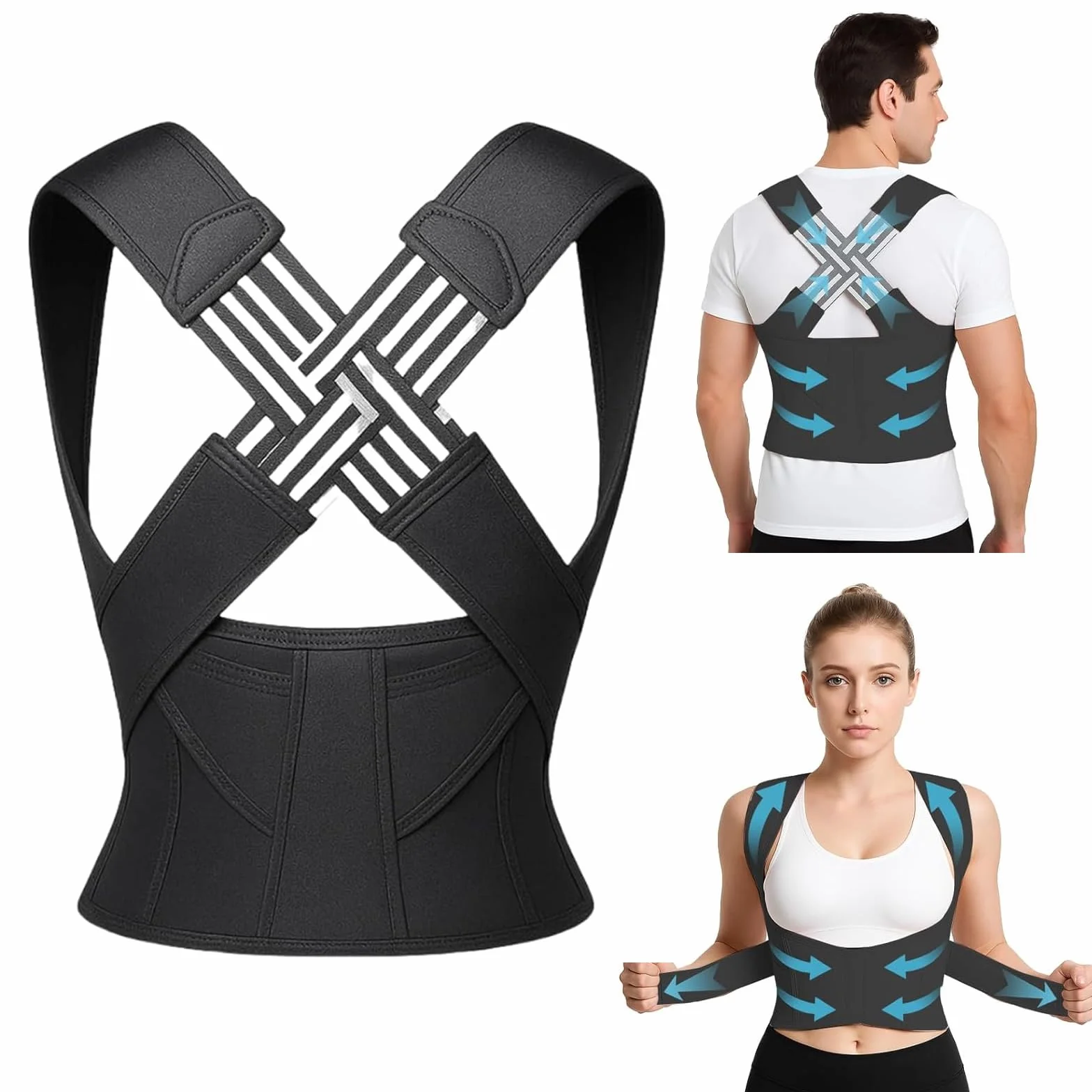 Ceinture de posture réglable correcteur dos épaules soutien colonne vertébrale