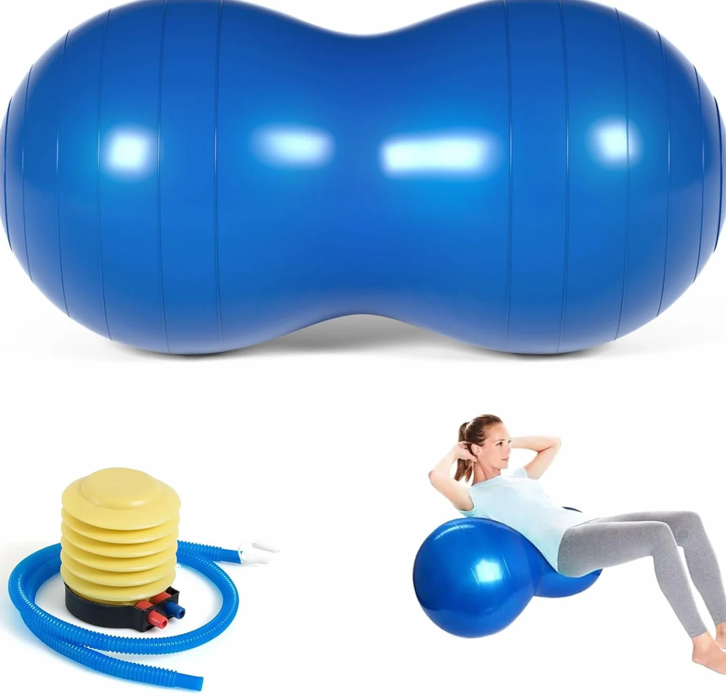 Balle de thérapie aux cacahuètes 90x45 cm anti-éclatement avec pompe fitness grossesse physiothérapie