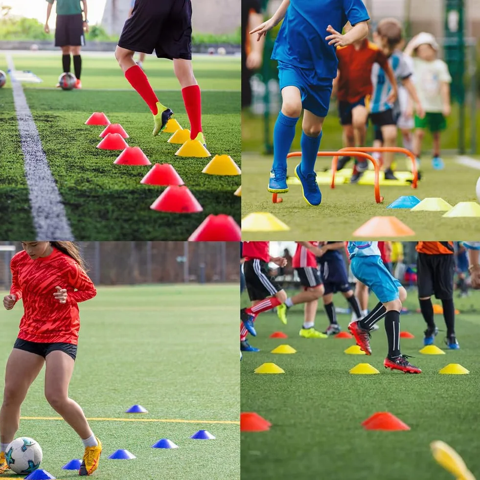 Cônes de Marquage Football, 20 Pièces avec Sac en Filet, Entraînement Sport