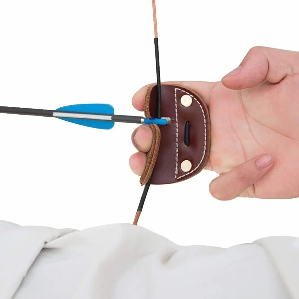 Namvo Doigts en Cuir de Vache pour tir à l'arc - Protection Doigts Marron