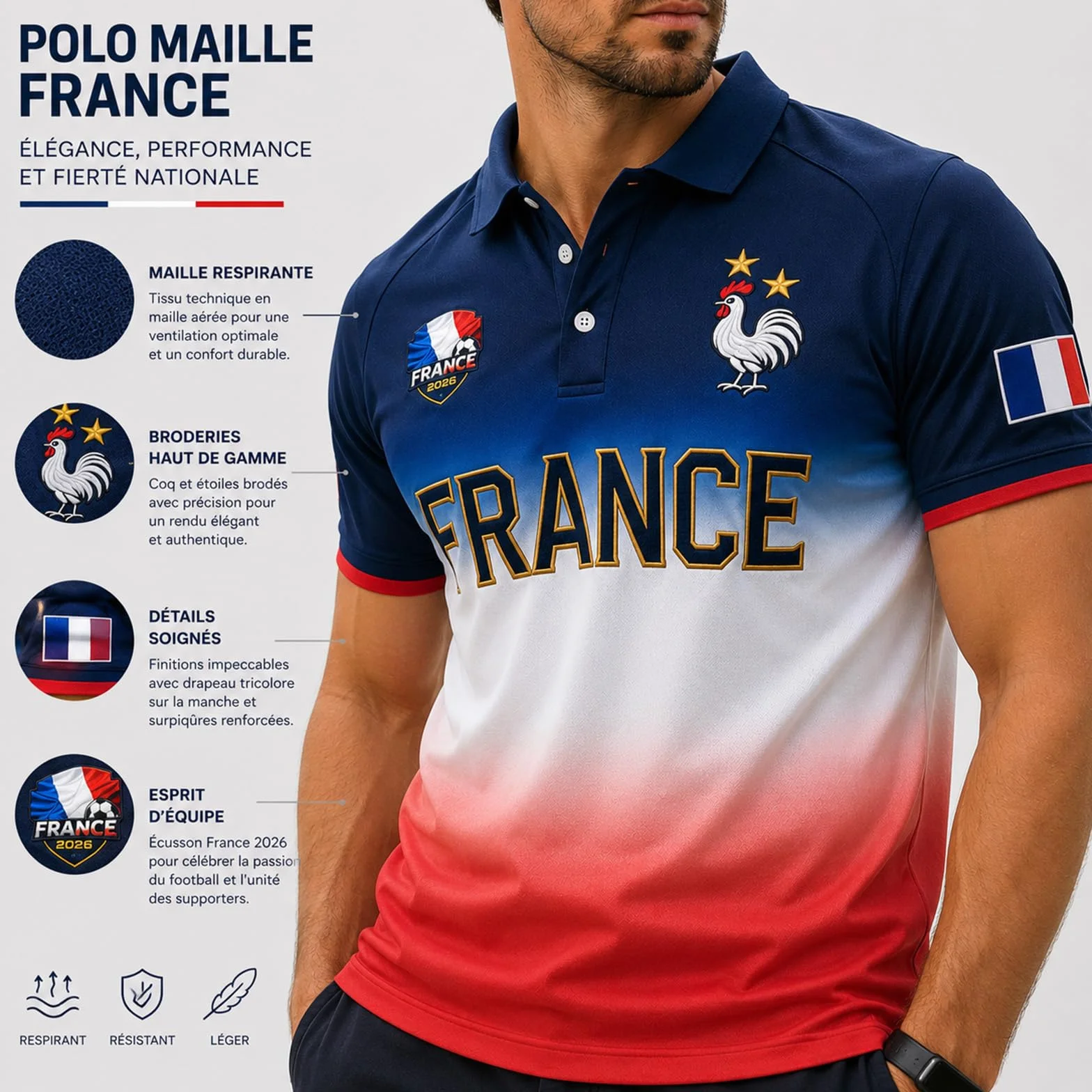 Maillot Officiel France Coupe du Monde de Football Supporters